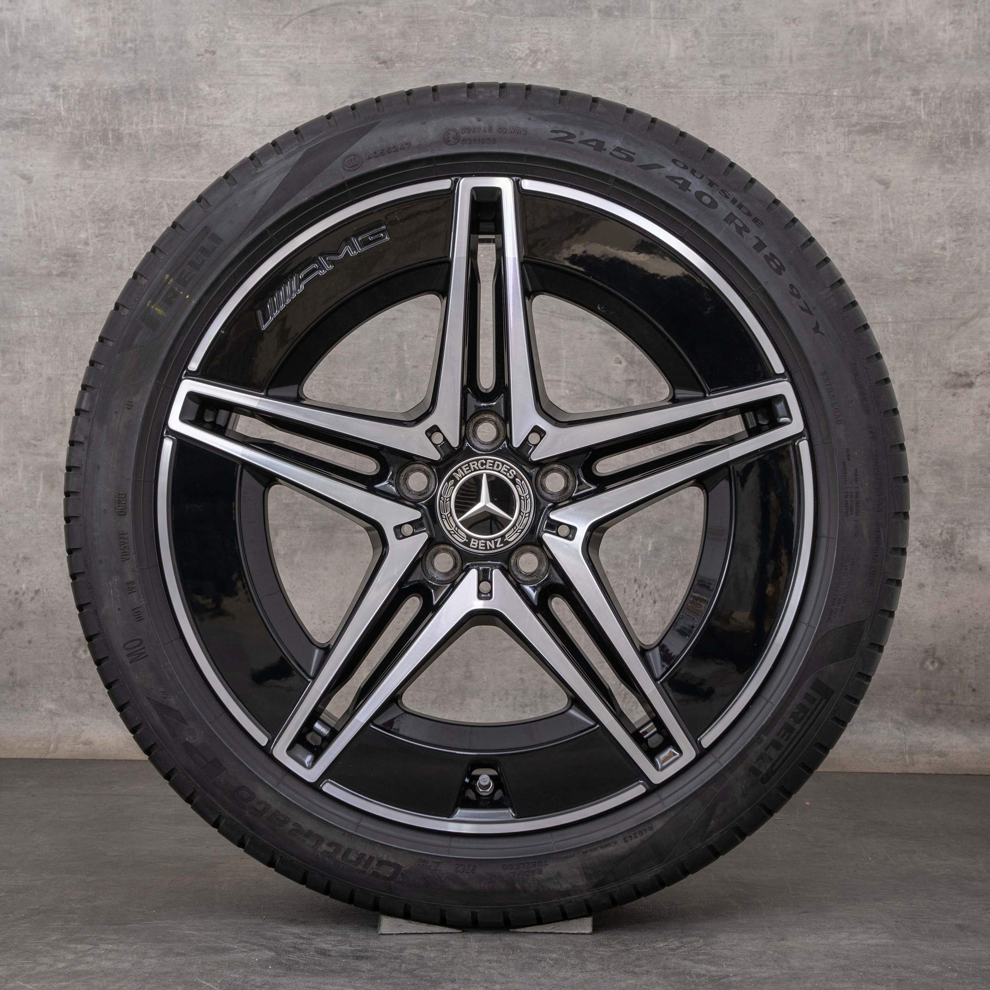Original Mercedes Benz C-Klasse AMG Felgen 18 Zoll W206 S206 Sommerräder A2064011700 A2064011800 schwarz glanzgedreht