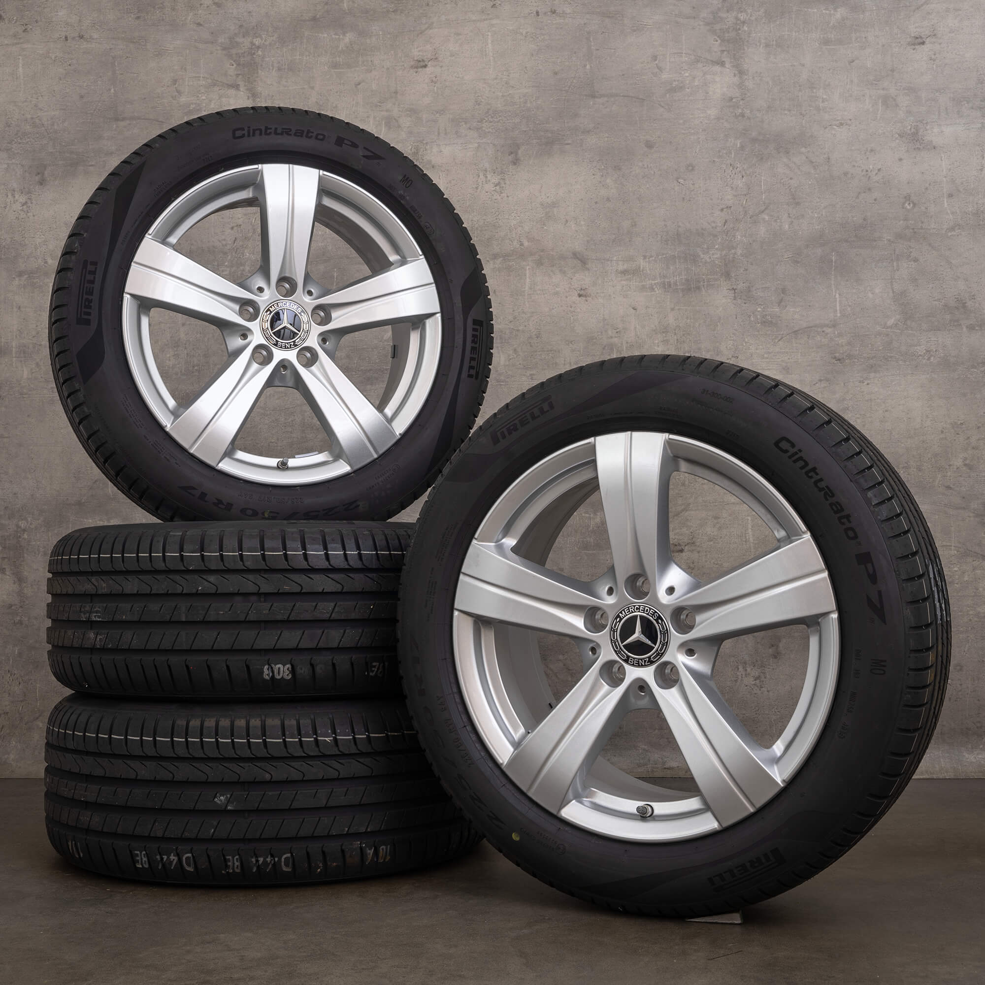 Alkuperäiset Mercedes Benz C-sarjan talvirenkaat 17 tuuman W206 S206 vanteet A2064017200 A2064014500 hopea kiiltävä