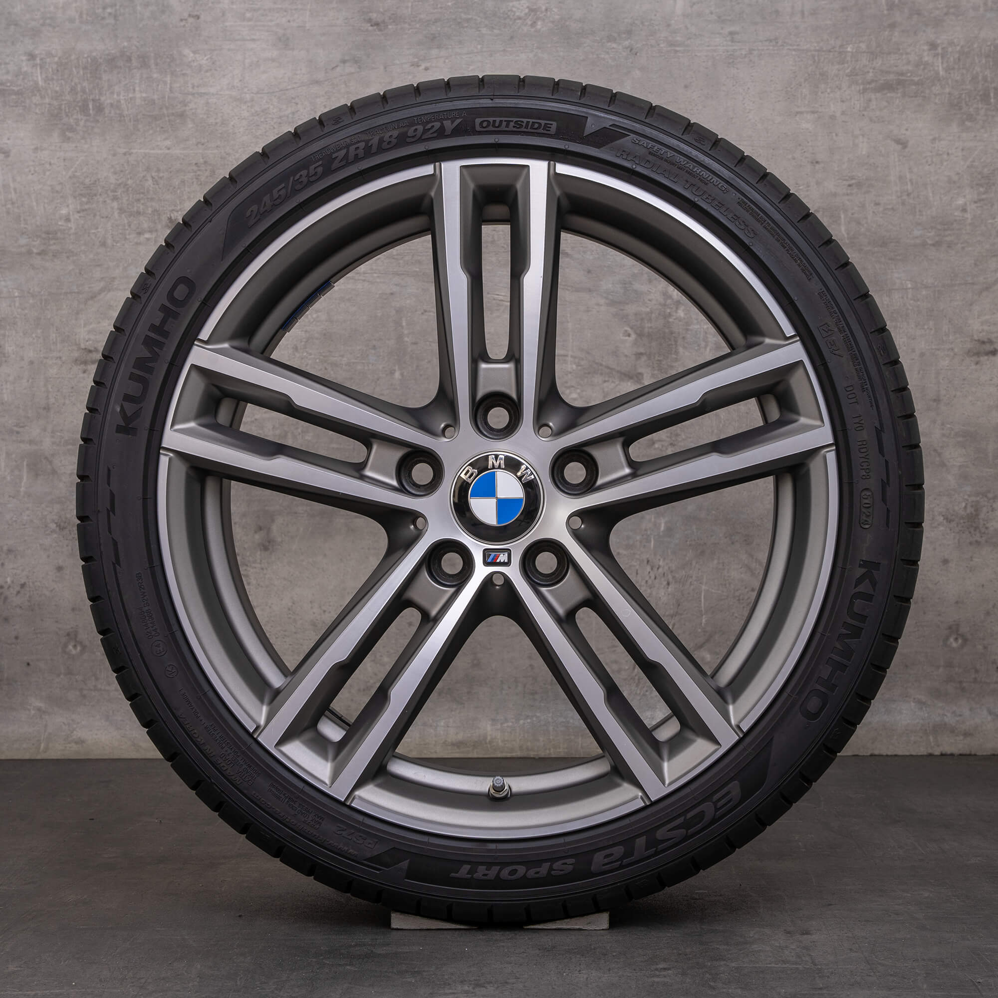 Jantes e pneus inverno originais BMW Série 1 2 18 polegadas F20 F21 F22 F23 jantes estilo 719 M 8009701 8009703 orbit grey matt glossy turned