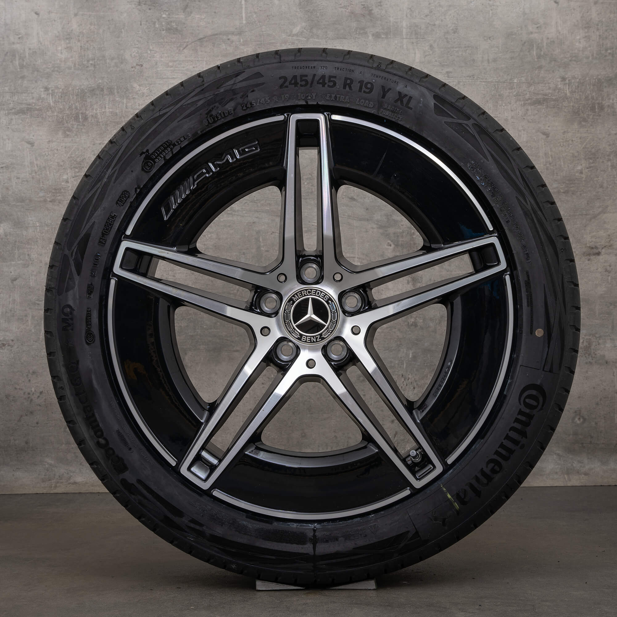 Originale Mercedes Benz E-Klasse AMG fælge 19 tommer W214 S214 sommerhjul A2144010300 A2144010400 sort højglans
