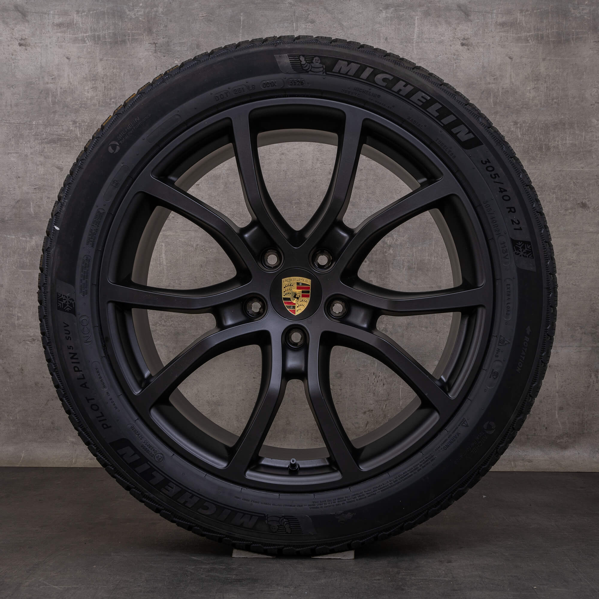 Original Porsche Cayenne Winterräder 21 Zoll 9YA II Felgen 9Y0601025BH 9Y0601025BJ schwarz matt