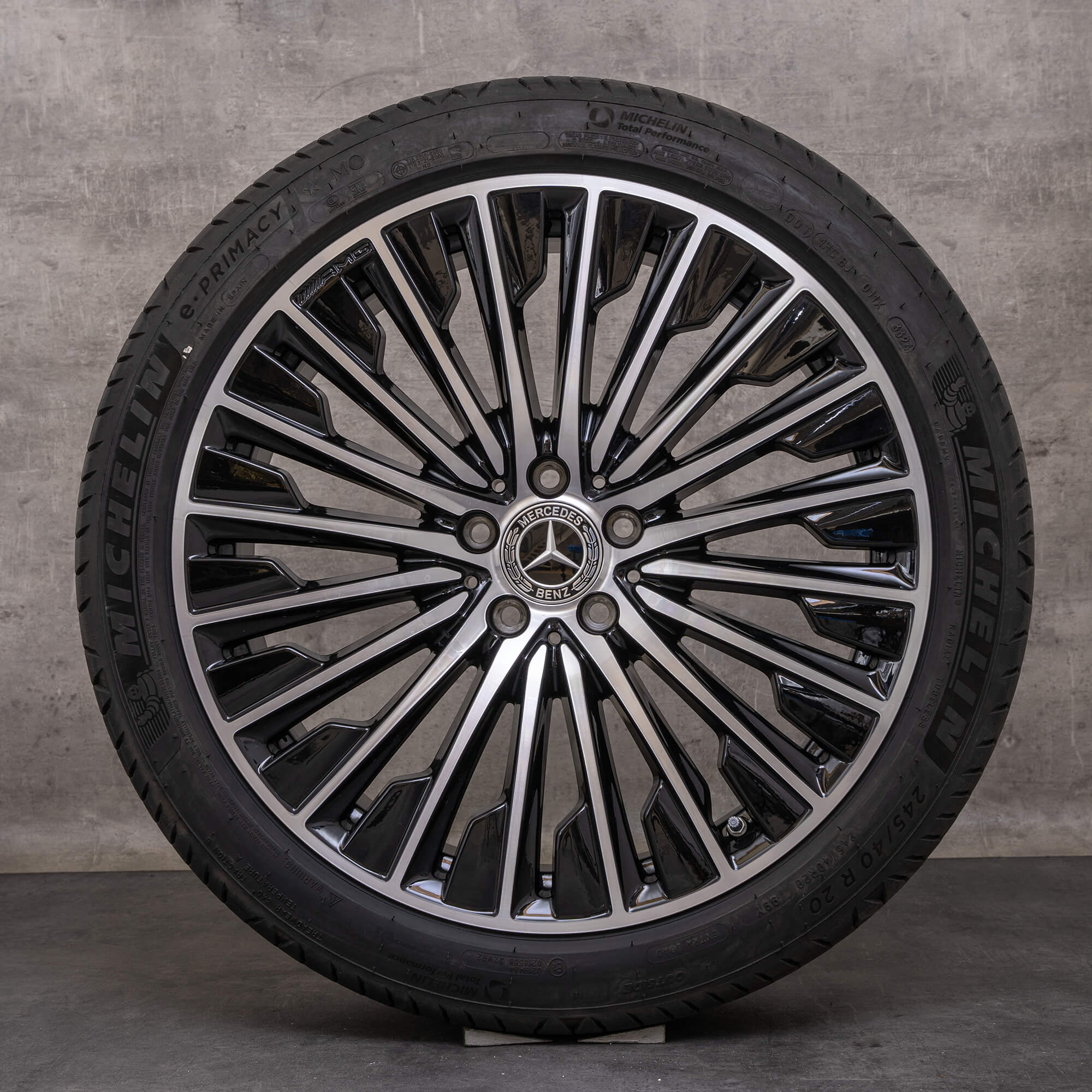 Originale Mercedes Benz E-Klasse AMG sommerhjul 20 tommer W214 S214 fælge A2144010500 A2144010600 sort poleret