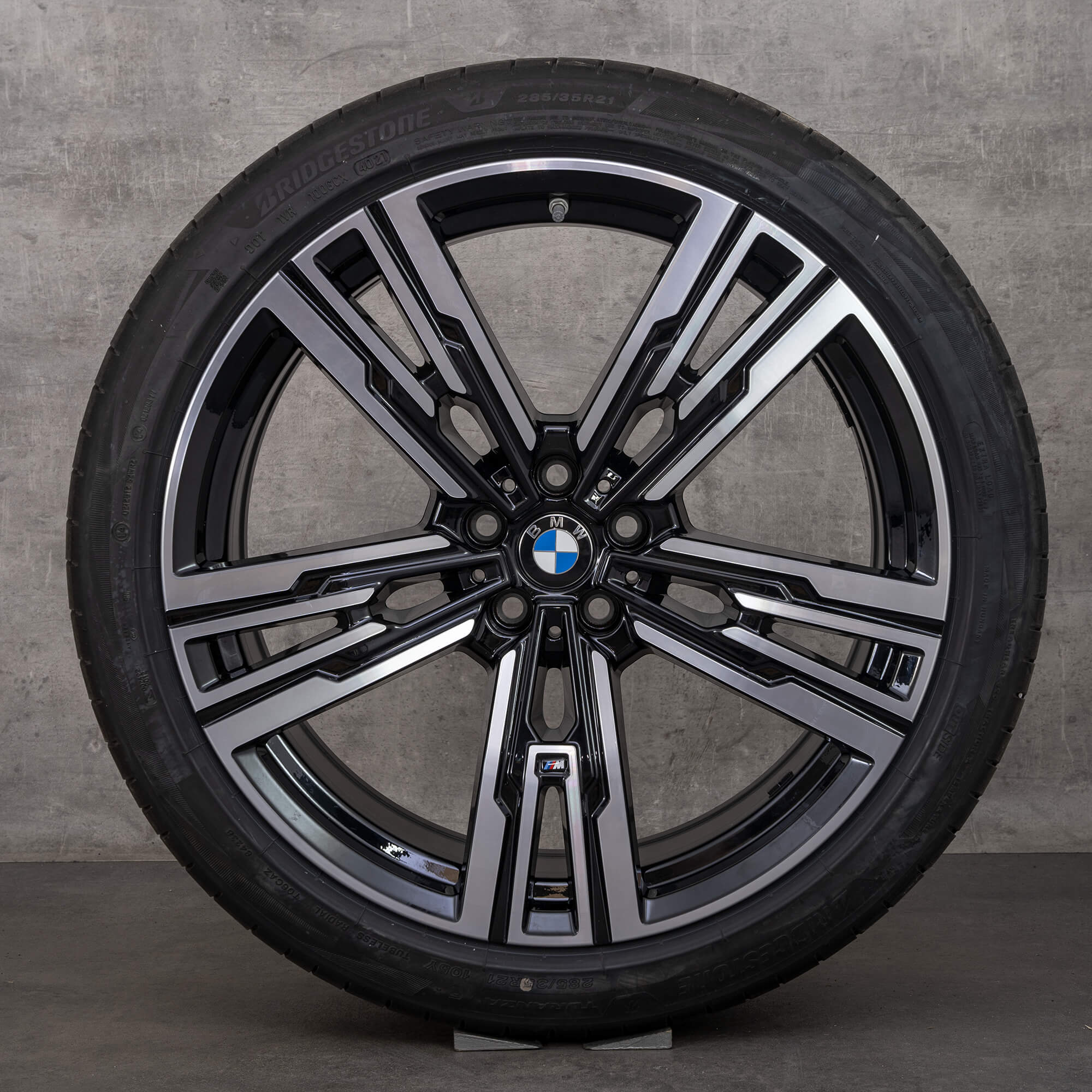 Jantes d'origine BMW Série 7 i7 21 pouces G70 Style été 908 M 5A19DF0 5A19DF1 noir brillant