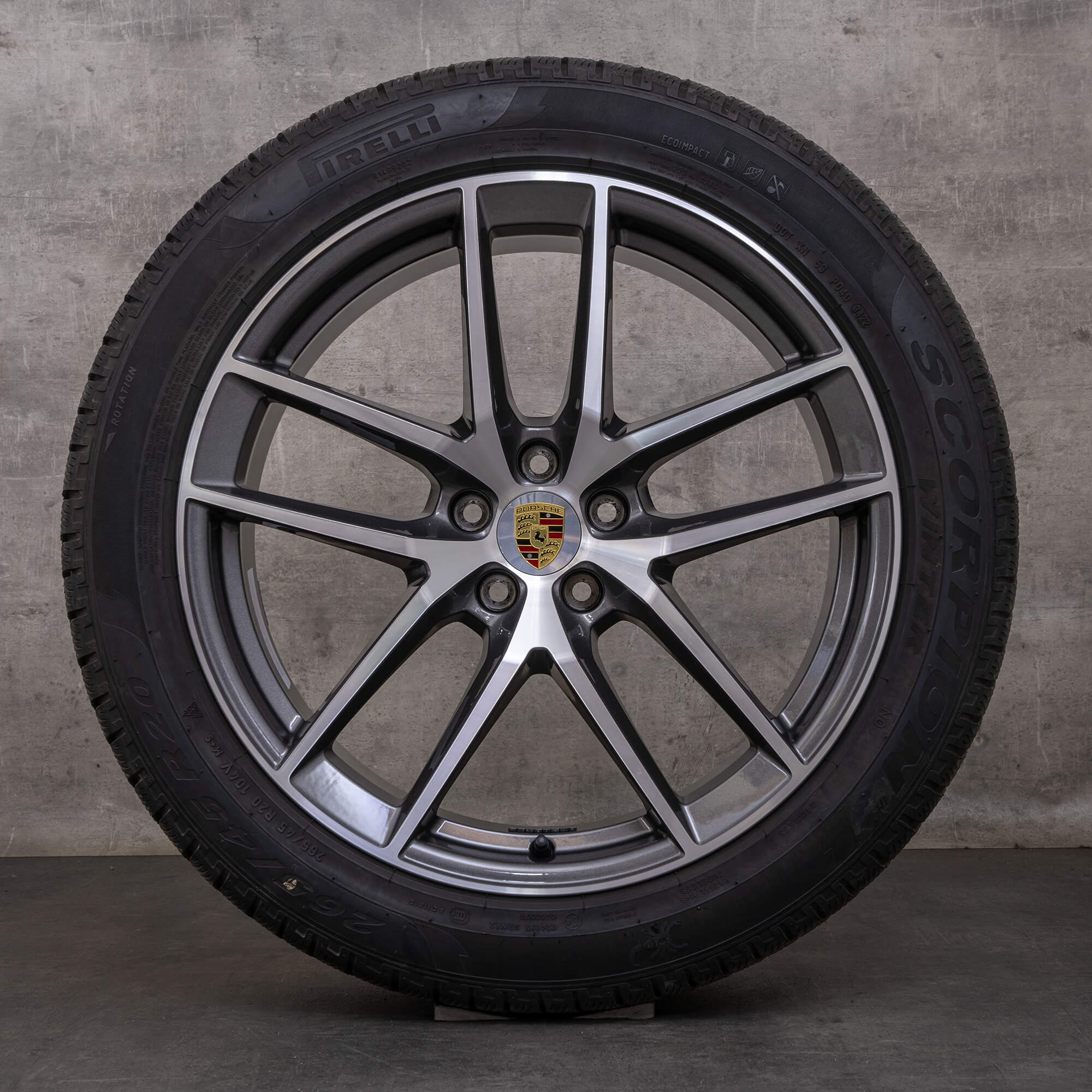 Jantes originais Porsche Macan III de verão 20 polegadas 95B044668D titanium polido