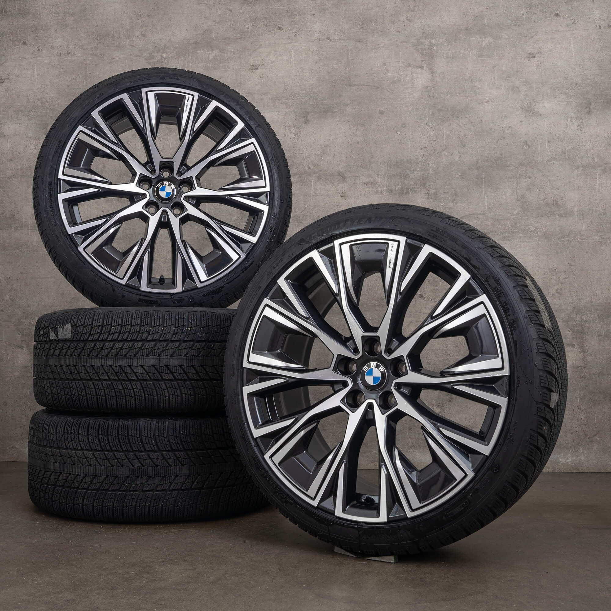 OEM BMW 4 Series i4 snow tire packages 20 inch G26 Gran Coupe Rims Styling 862 i 8747310 8747311 midnight grey glossy turned