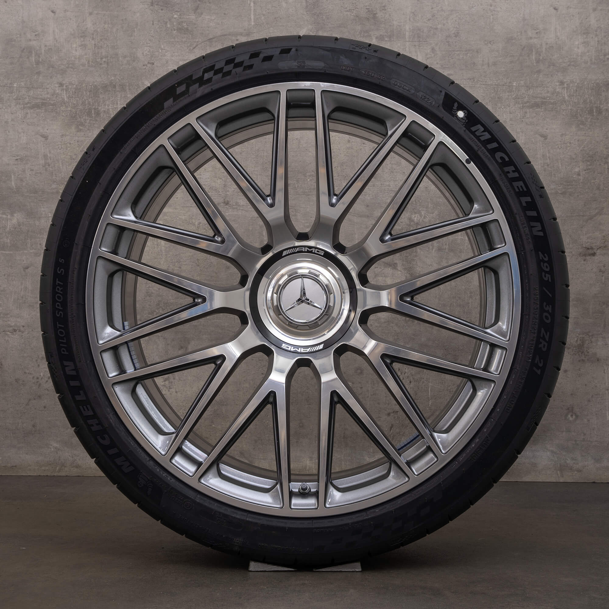 Original Mercedes Benz AMG GT jante 21 inch C192 Anvelope de vară A1924011900 A1924012000 gri himalaya NOU
