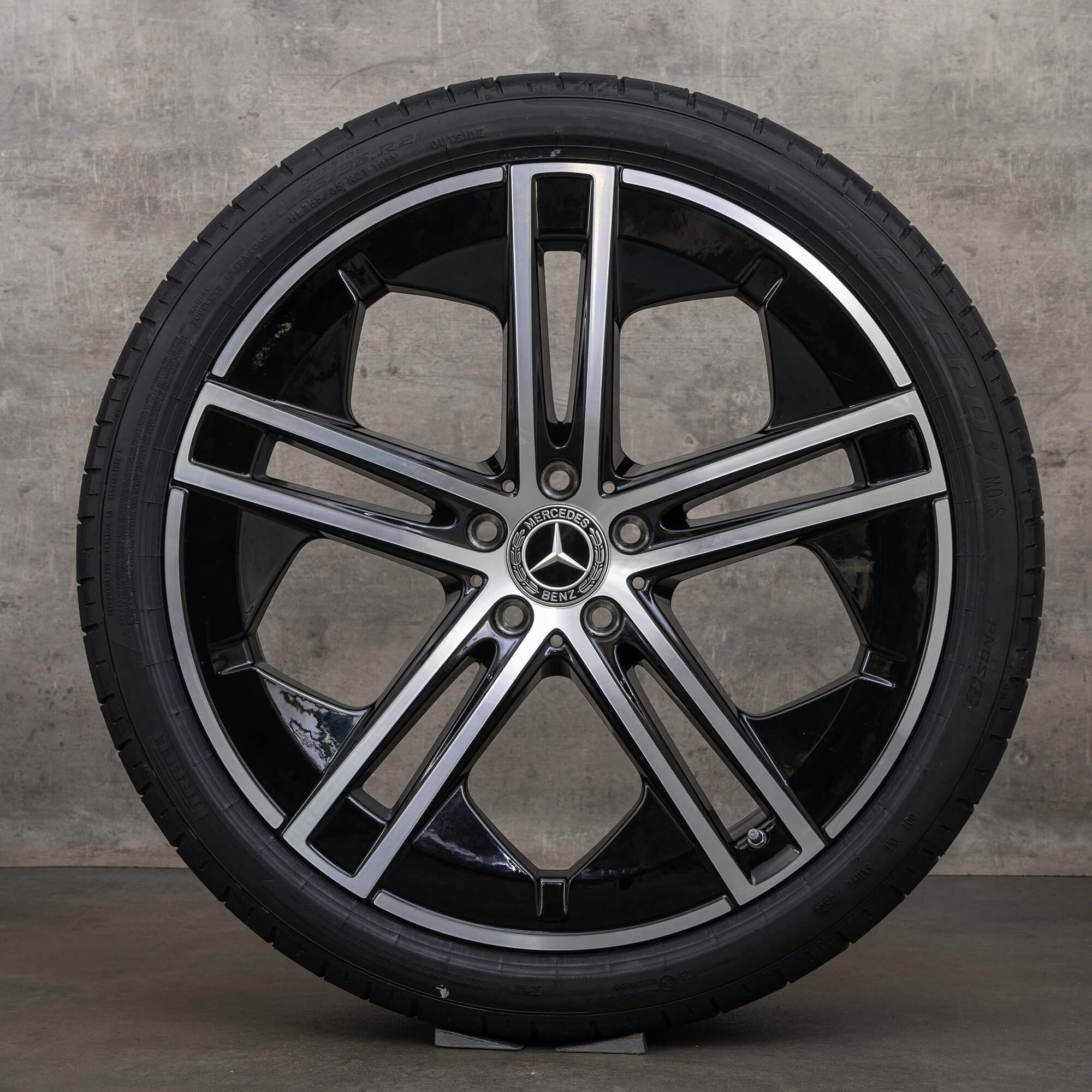 Originale Mercedes Benz EQE cerchi 21 pollici V295 estate A2954011400 A2954011500 nero lucido girato NUOVO