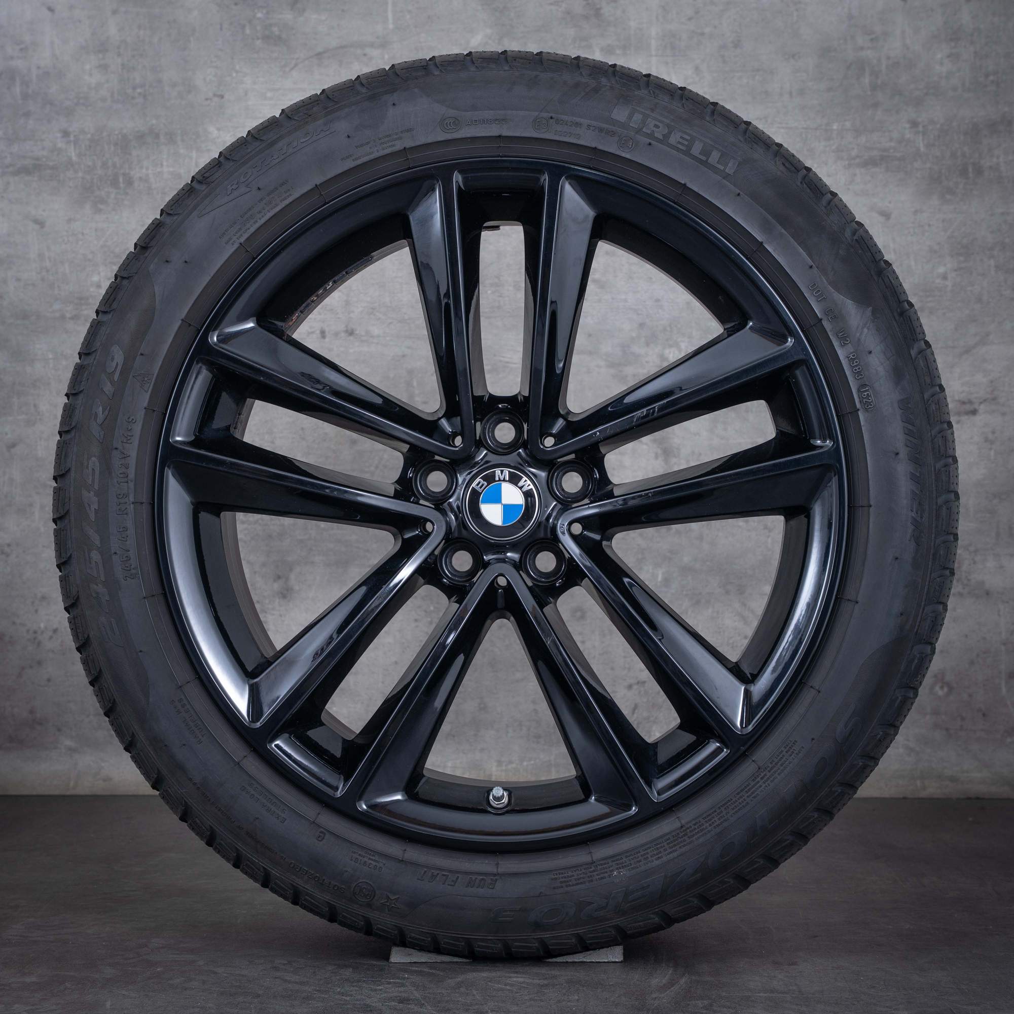 Oryginalne koła zimowe BMW serii 6 GT 7 19 cali G32 G11 G12 felgi 6863114 630 czarny błyszczący