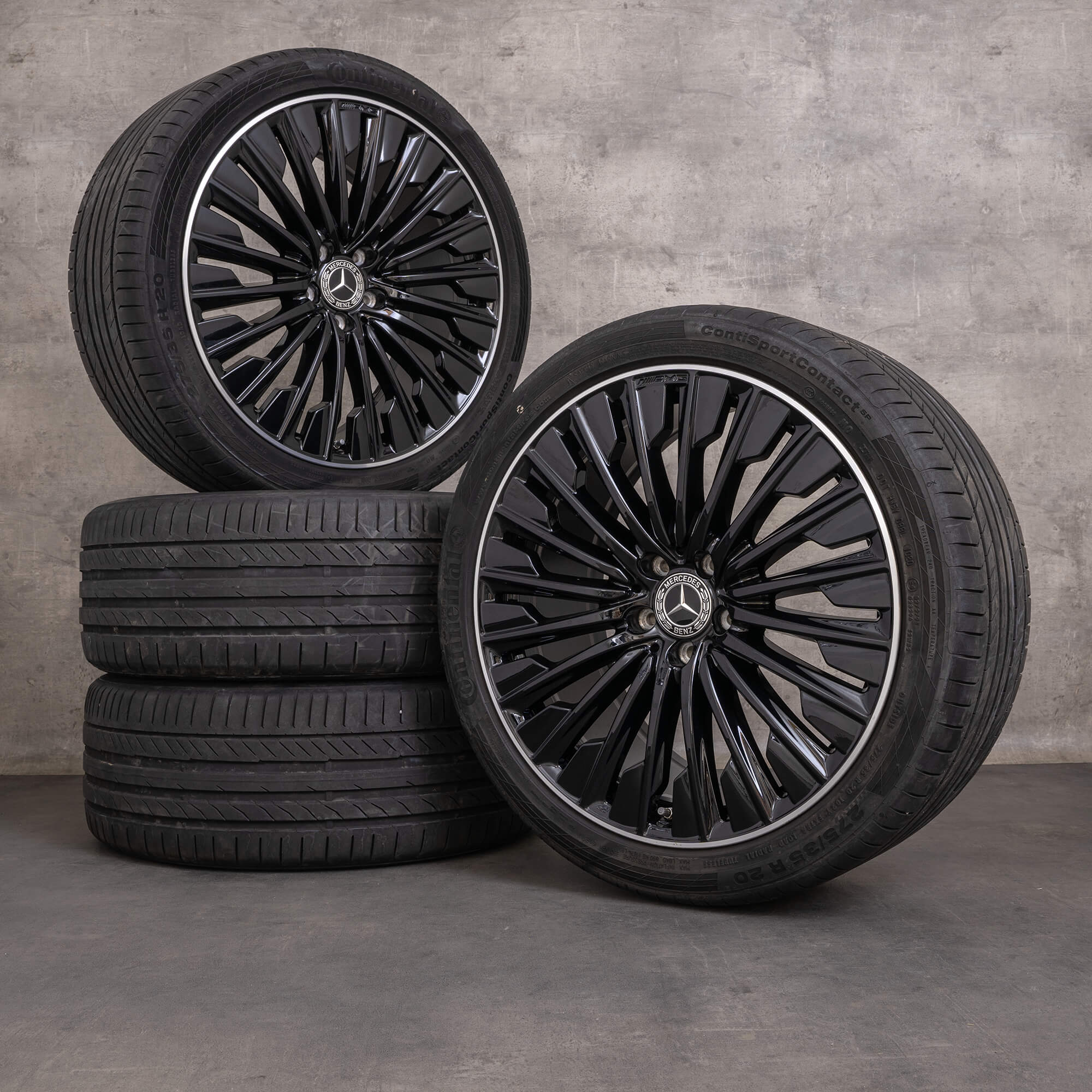 Originale Mercedes Benz E-Klasse AMG fælge 20 tommer W214 S214 sommerhjul A2144010500 A2144010600 sort højglans drejet
