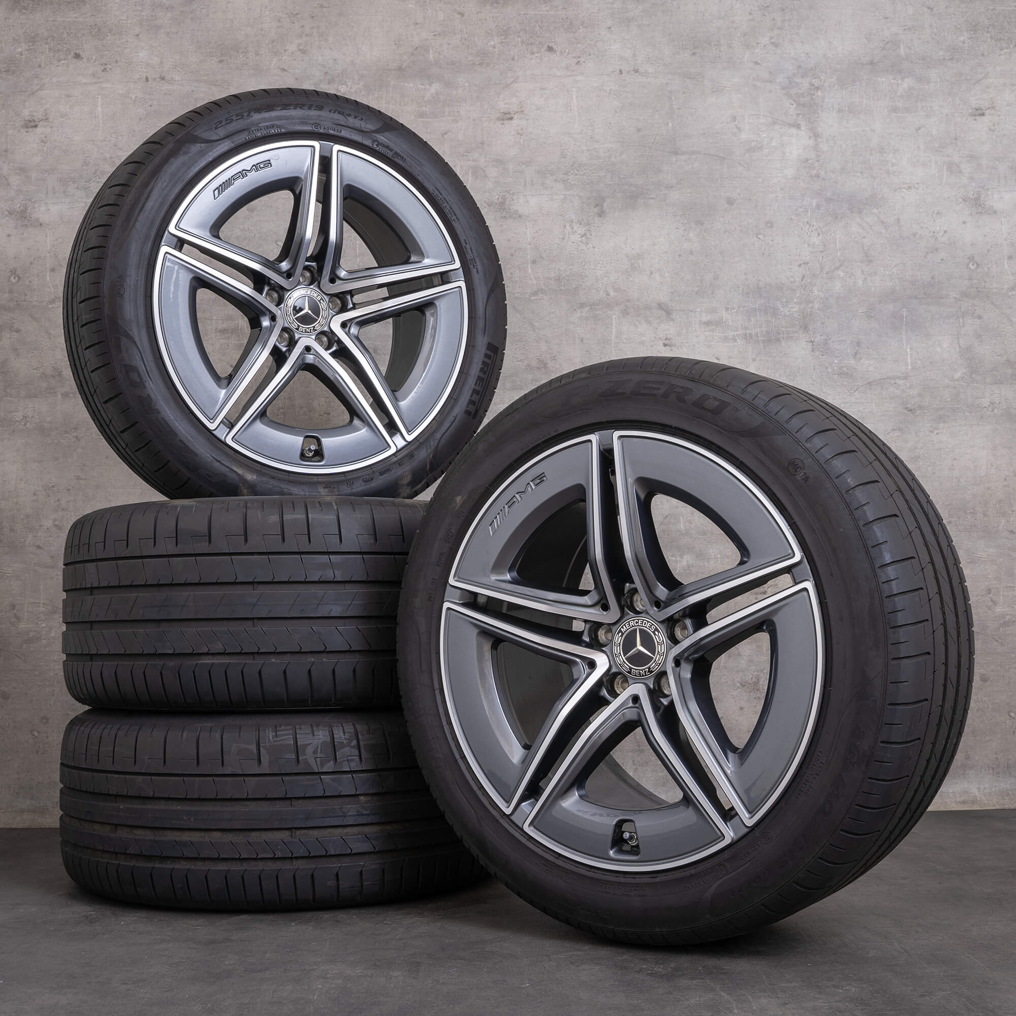 Genuine Mercedes Benz Classe E 53 AMG cerchi 19 pollici W214 S214 Hybrid ruote estive A2144010900 A2144011000 himalaya grigio lucido tornito