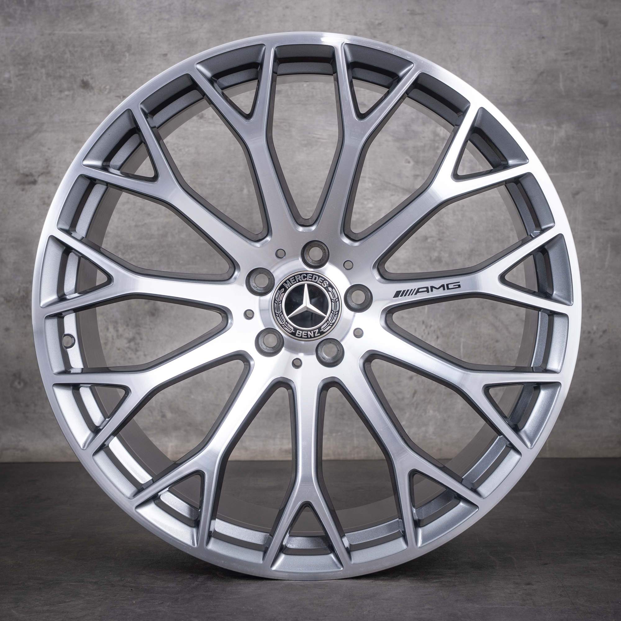OEM Mercedes-Benz SL 43 55 63 AMG 21inch R232 4Matic S E Performance rims A2324012700 A2324012800 Himalaya Gray front diamond cut