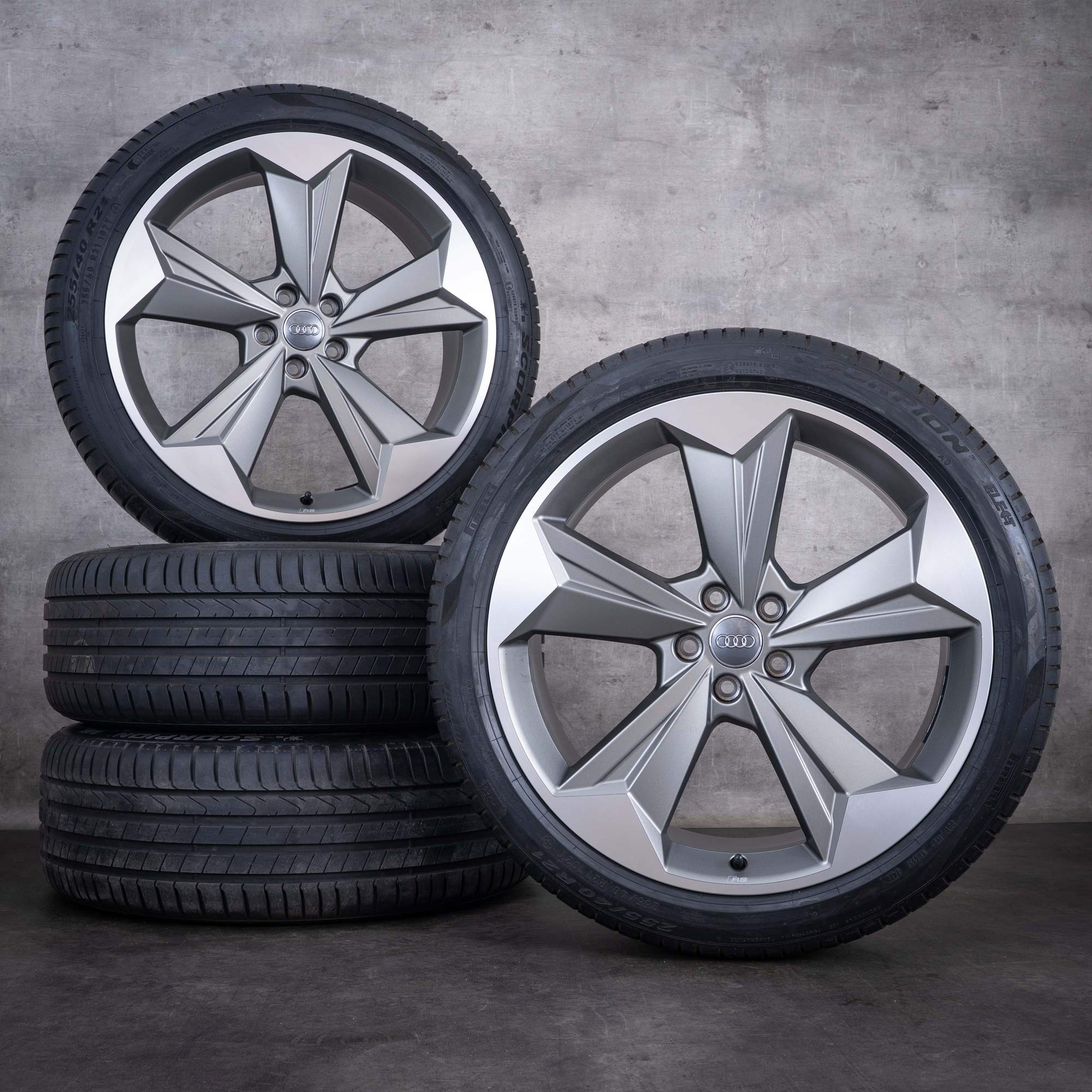 Original Audi Q4 Sportback SUV Felgen 21 Zoll Sommerreifen Rotor Evo 89A601025 89A601025R titan matt rand glanzgedreht