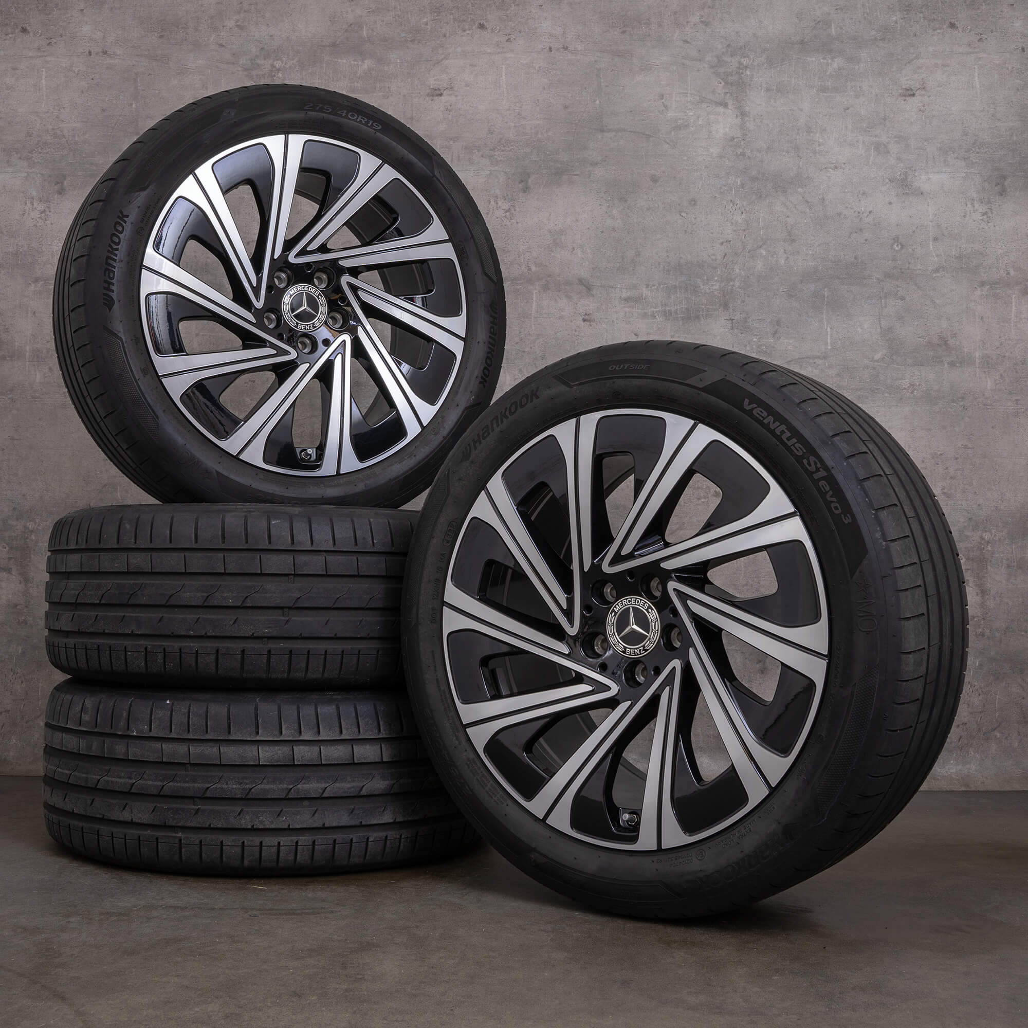 Originele Mercedes E-Klasse velgen 19 inch W214 S214 zomerwielen A2144013000 A2144013100 zwart glanzend gedraaid