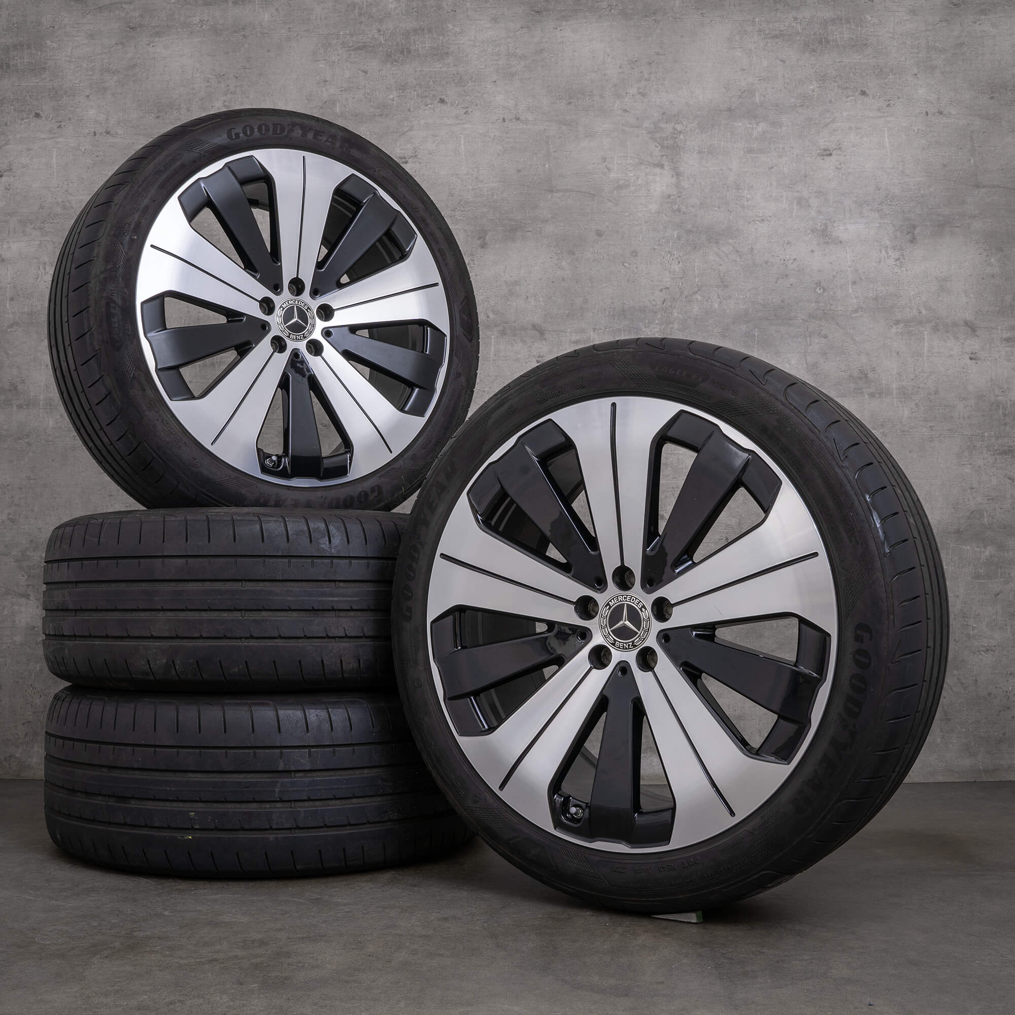 Oryginalne felgi Mercedes Benz EQE 21 cali X294 koła letnie A2974011000 czarne polerowane toczone