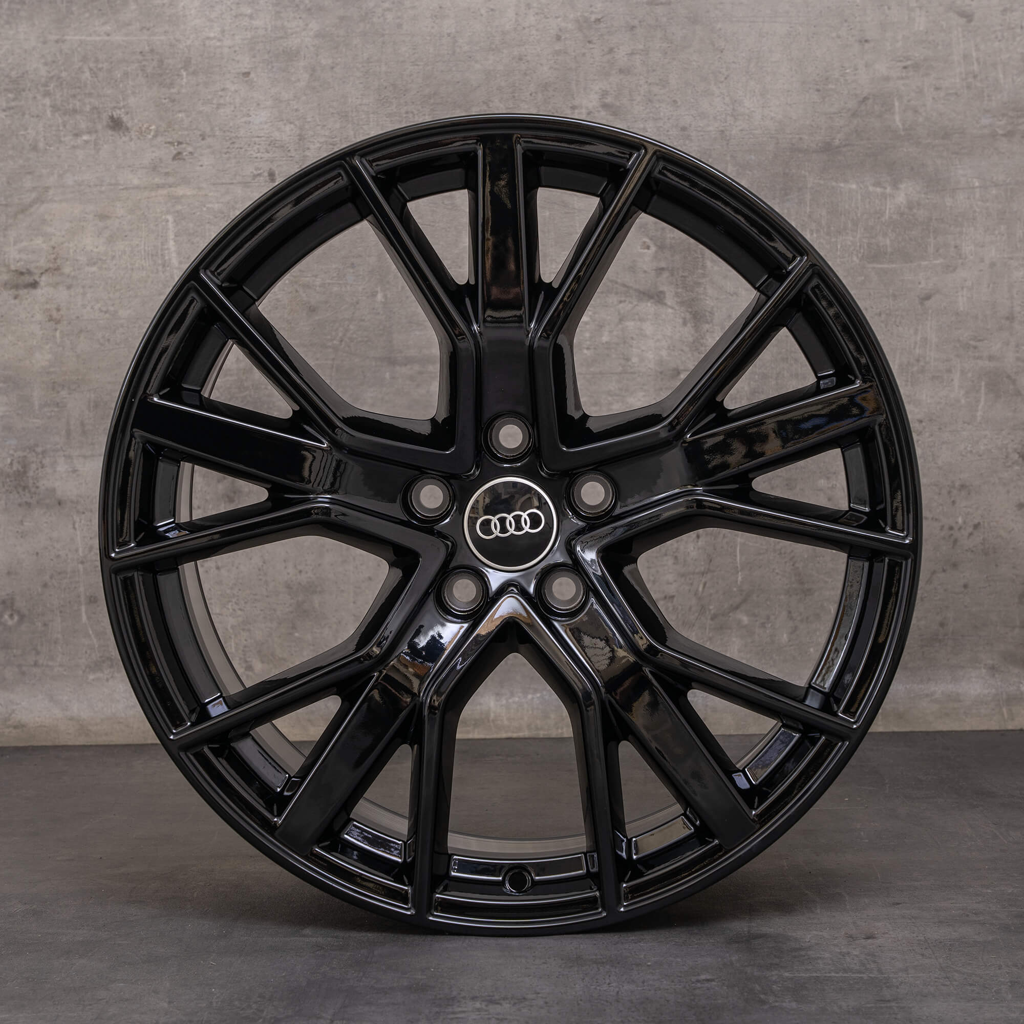 OEM Audi A4 S4 rims 19 inch 8W B9 8W0601025DH black glossy