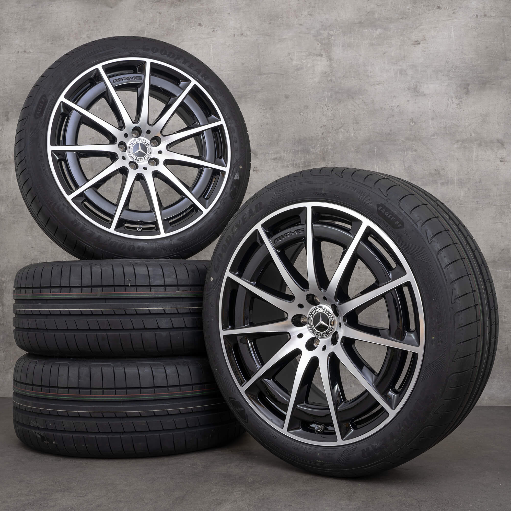 Original Mercedes Benz EQS AMG roues d'été 21 pouces limousine V297 jantes A2974011400 noir brillant