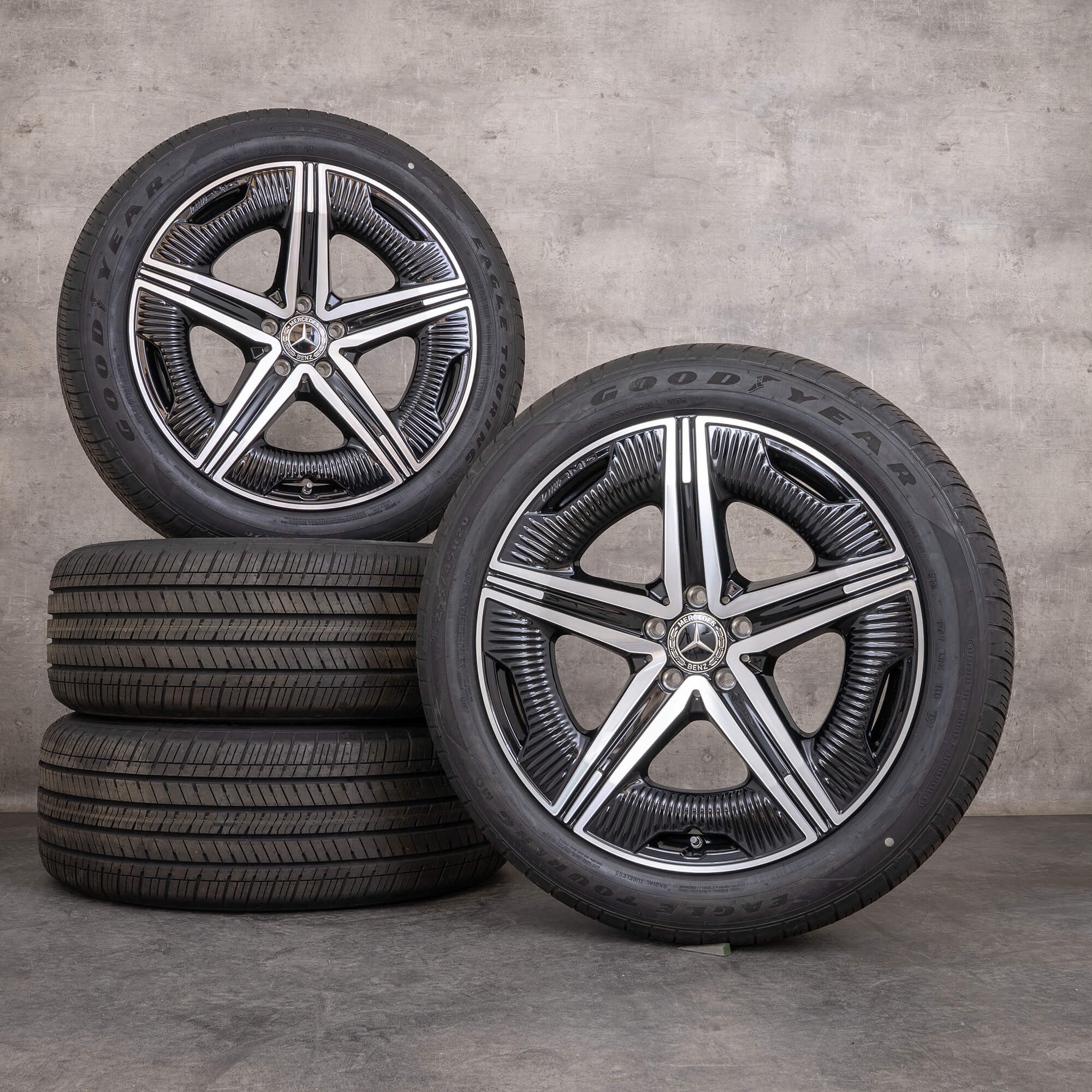 Oryginalne felgi Mercedes Benz EQS 20 cali V297 koła letnie A2974012300 czarne polerowane toczone