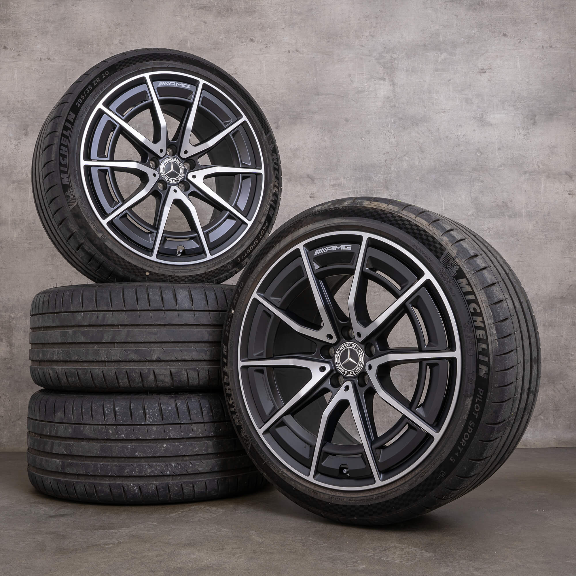 Jantes genuínas Mercedes Benz AMG SL43 SL55 SL63 de 20 polegadas R232 pneus verão A2324012300 A2324012400 preto mate brilhante torneado