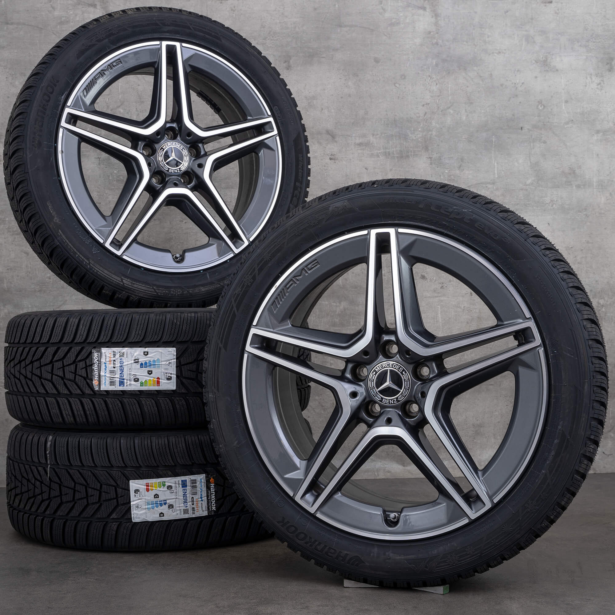 Orijinal Mercedes Benz GLC & 43 AMG kış jant lastik 19 inç C253 jantlar A2534015300 A2534015400 himalaya gri parlak tornalanmış