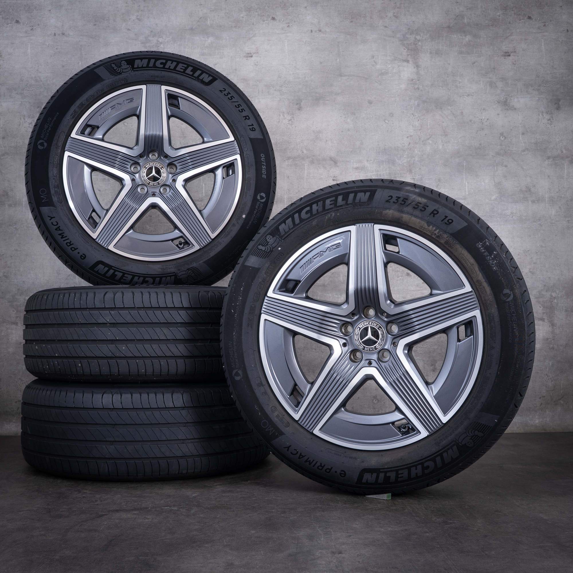 OEM Mercedes-Benz GLC AMG 19inch X254 C254 summer wheels A2544010400 Himalaya Gray front diamond cut