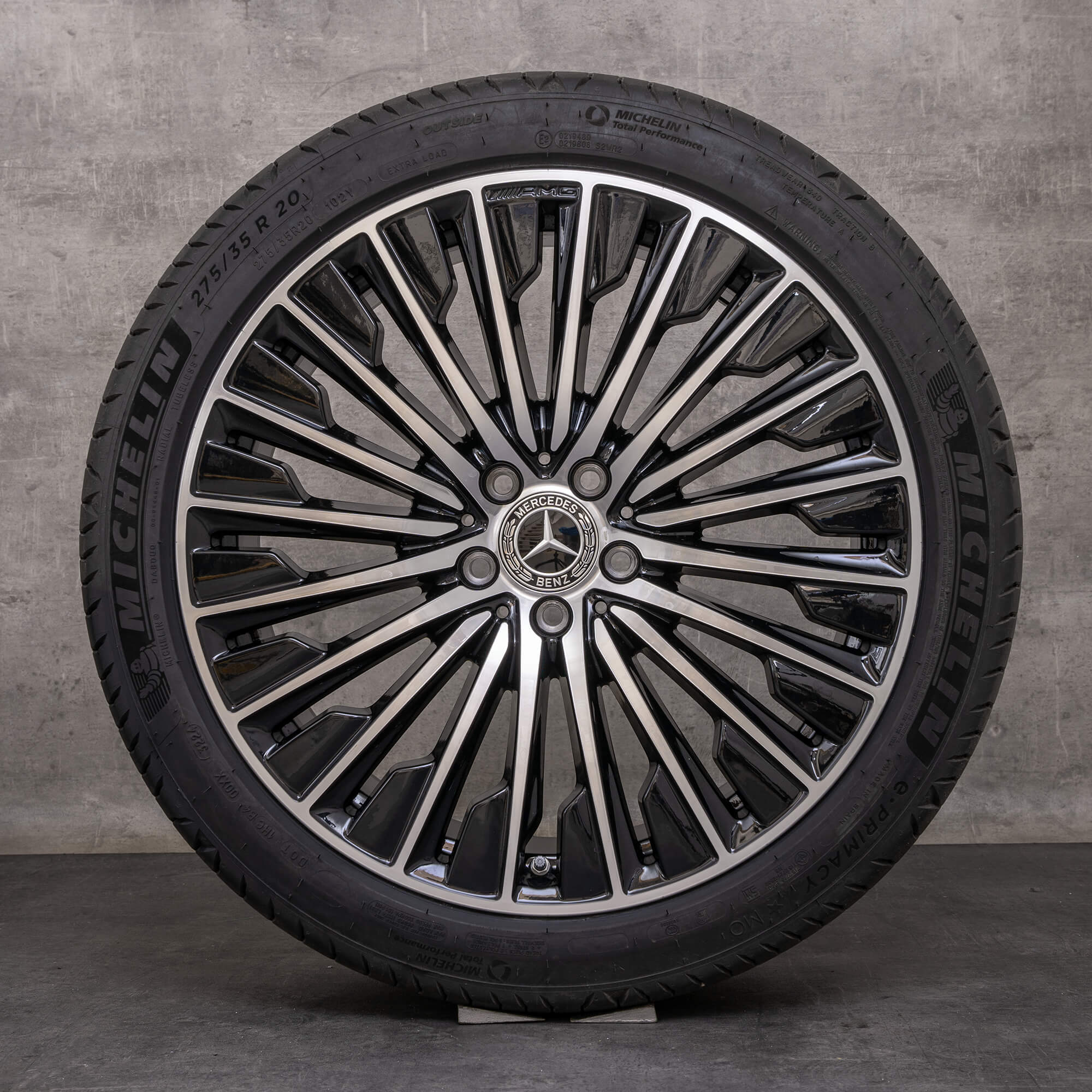 Originale Mercedes Benz E-Klasse AMG sommerhjul 20 tommer W214 S214 fælge A2144010500 A2144010600 sort blank drejet
