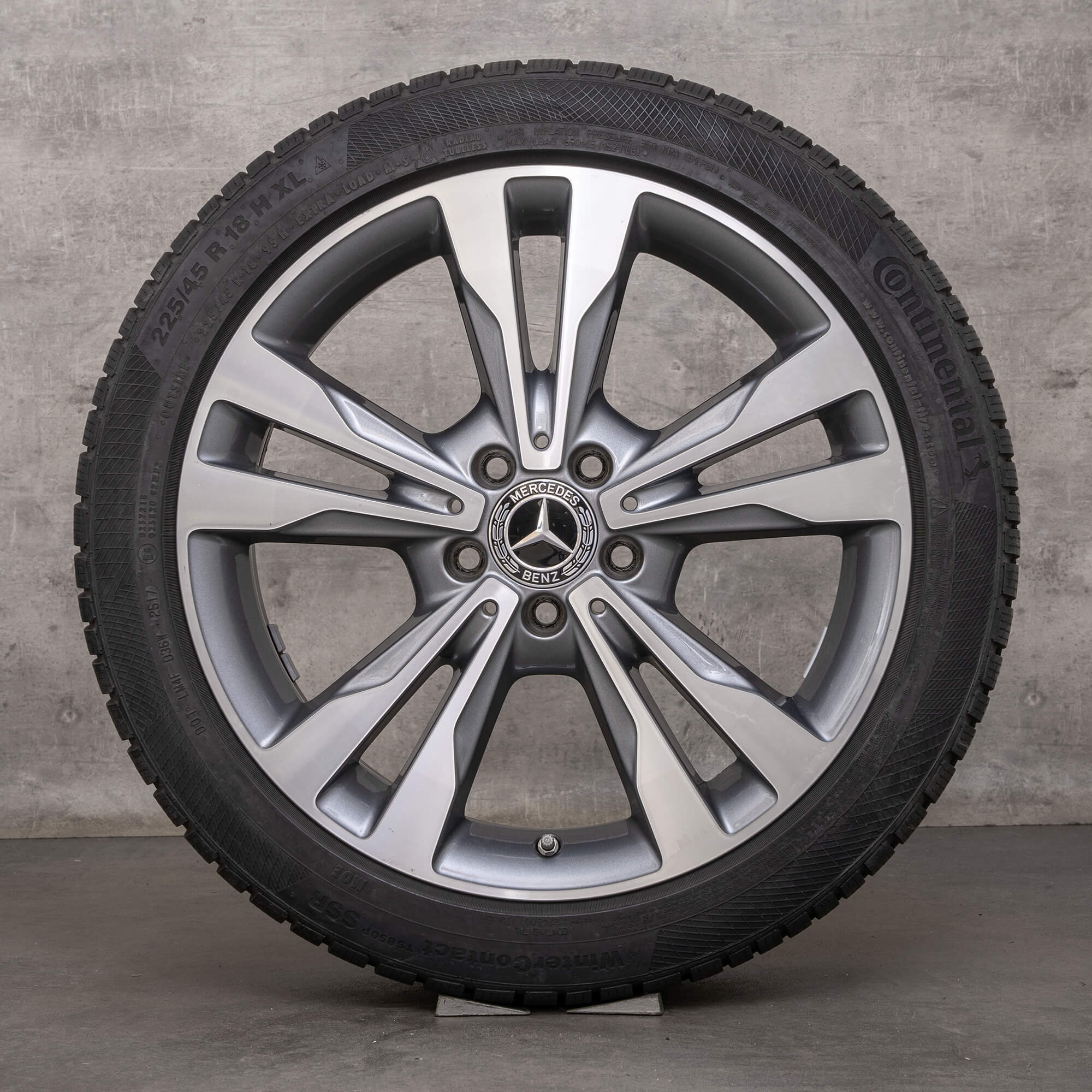 Llantas de invierno originales Mercedes Benz Clase C 18 pulgadas W205 S205 C205 A205 llantas A2054012802 gris himalaya torneado brillante