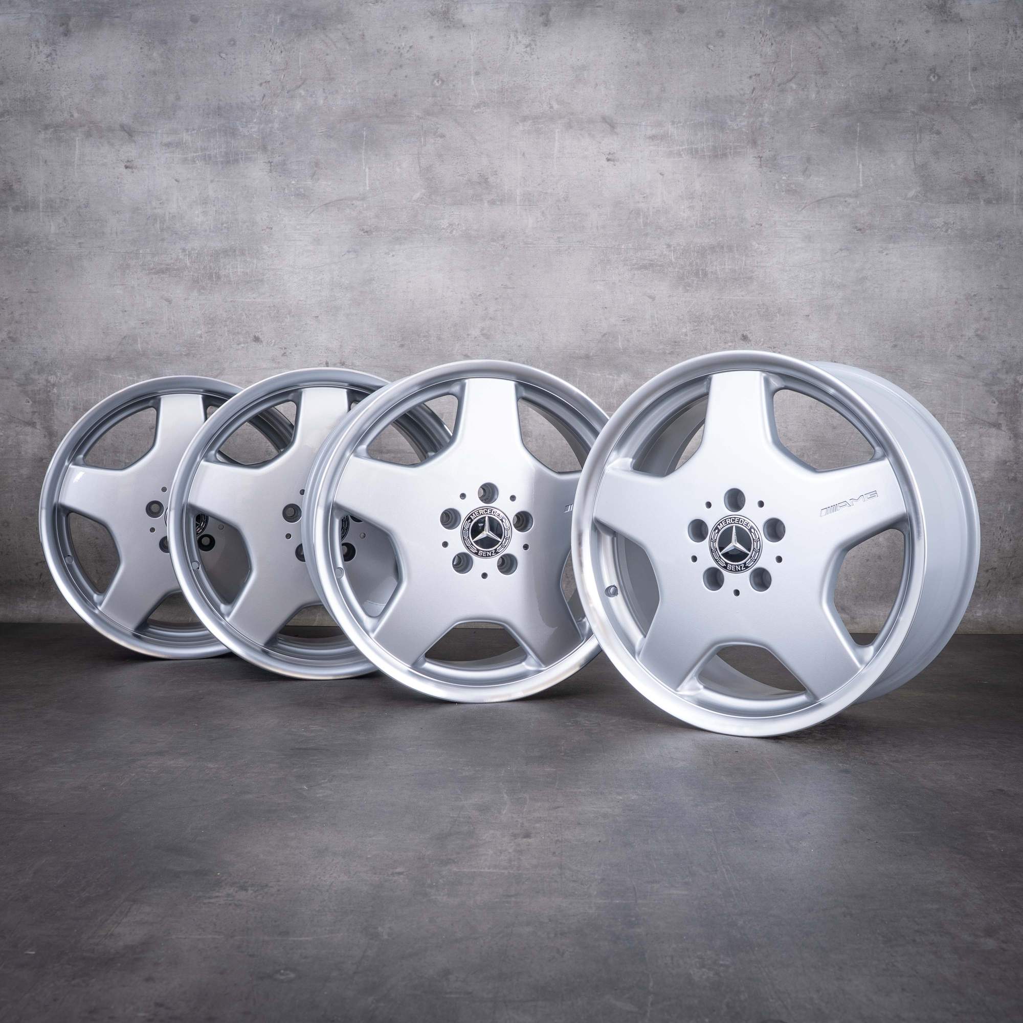 Original Mercedes Benz S-Klasse CL AMG Felgen 18 Zoll W220 W215 A2204010802 A2204011902 silber rand glanzgedreht NEU