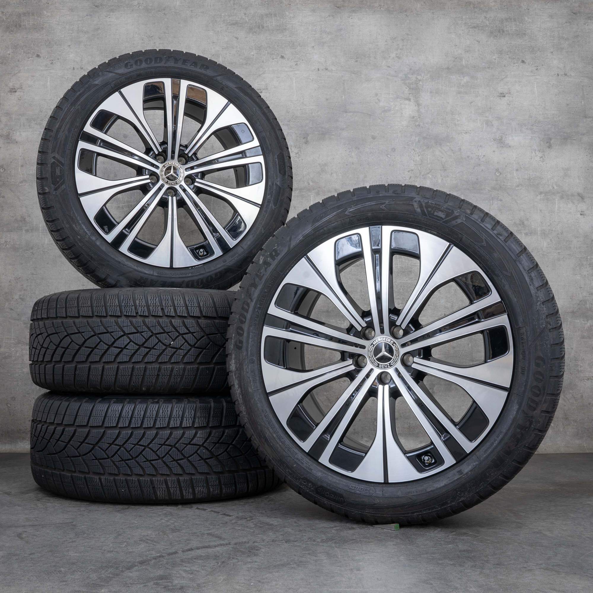 OEM Mercedes Benz EQS rims 21 inch X296 summer wheels A2964011200 black polisched