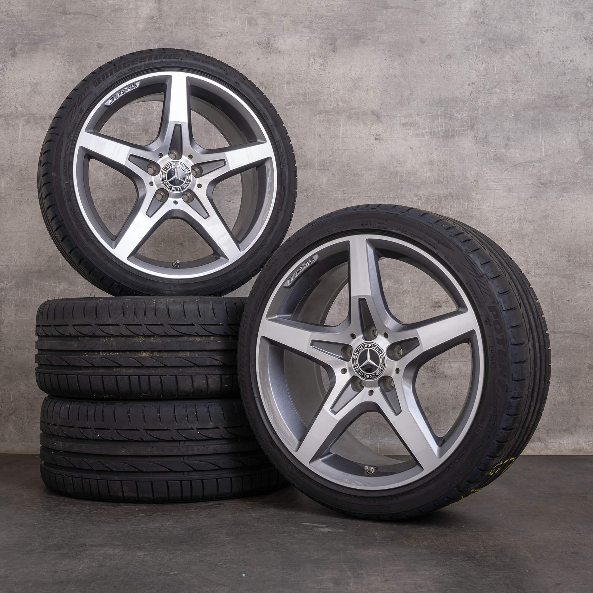 Orijinal Mercedes Benz SLK SLC AMG kış jant lastik 18 inç R172 jantlar A1724012602 A1724012702 himalaya gri parlak tornalanmış