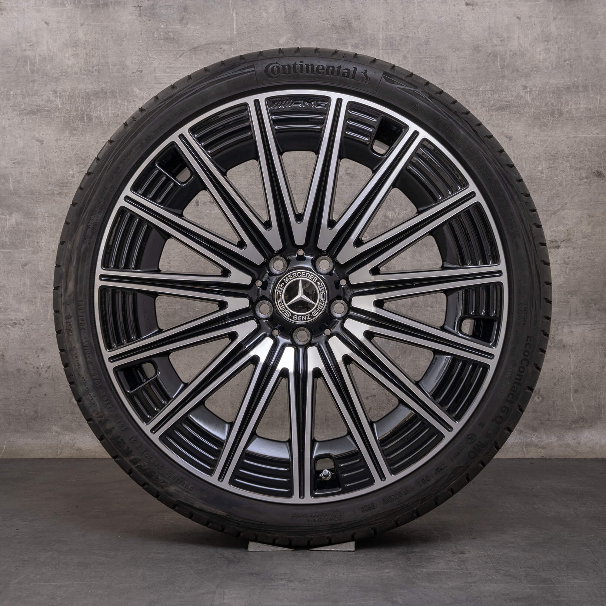 Originale Mercedes Benz E-Klasse hjul 21 tommer W214 S214 sommerhjul A2144010700 A2144010800 sort blank drejet