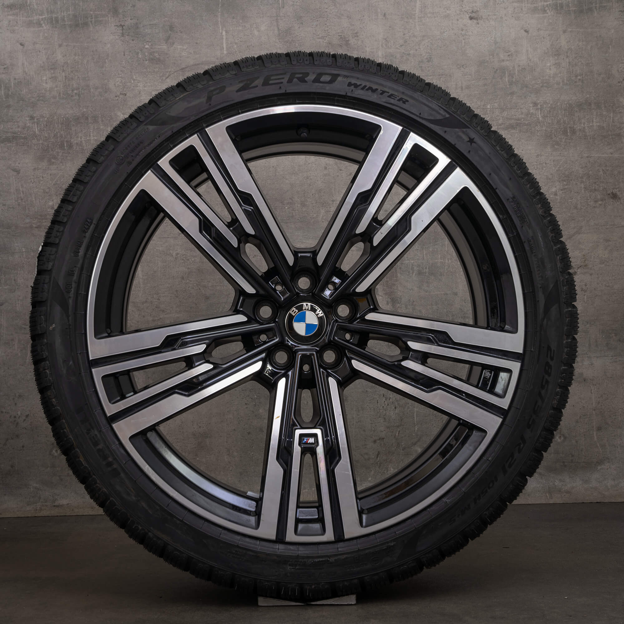 Original BMW 7er i7 Winterräder 21 Zoll G70 Felgen Styling 908 M 5A19DF0 5A19DF1 schwarz glanzgedreht