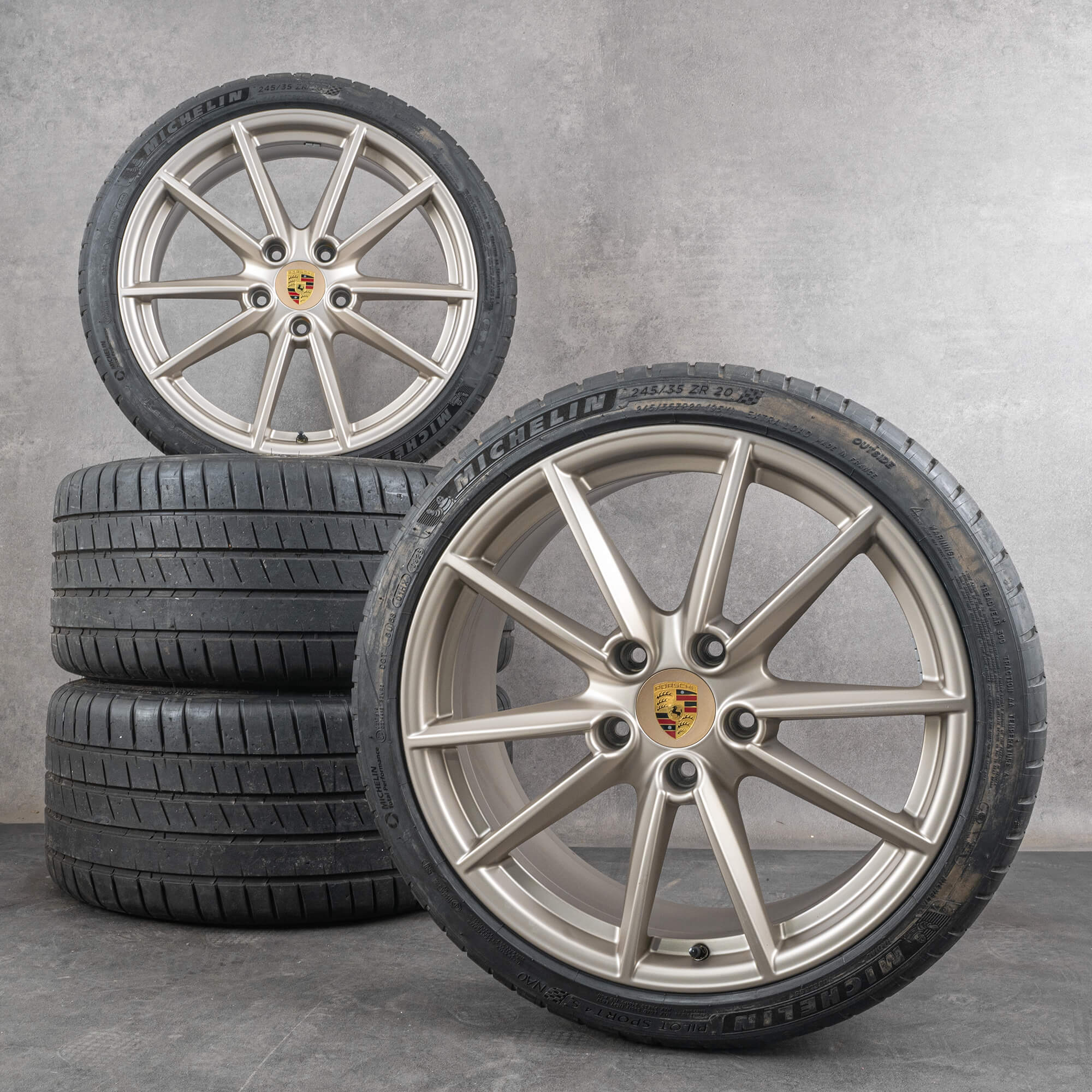 Originale Porsche 20 21 tommer fælge 992.1 C2 C4 GTS Cabrio Sommerrder Weigold