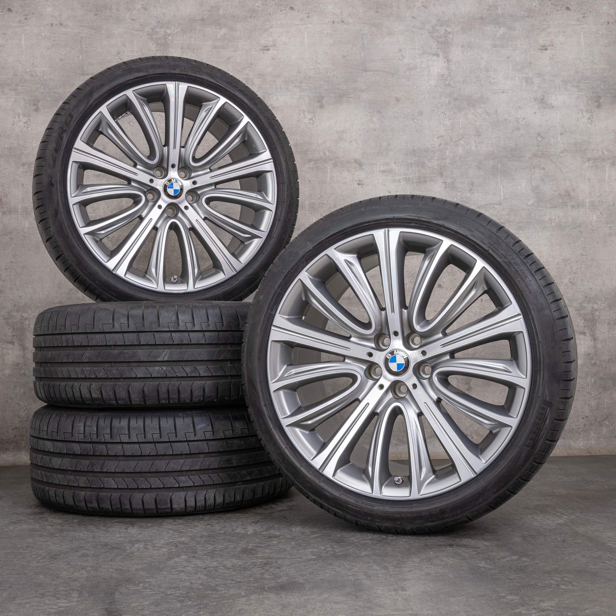 Original BMW 7er 6er Felgen 20 Zoll G11 G12 G32 Sommerräder 6863110 6863111 V-Speiche Styling 628 ferric grey glanzgedreht
