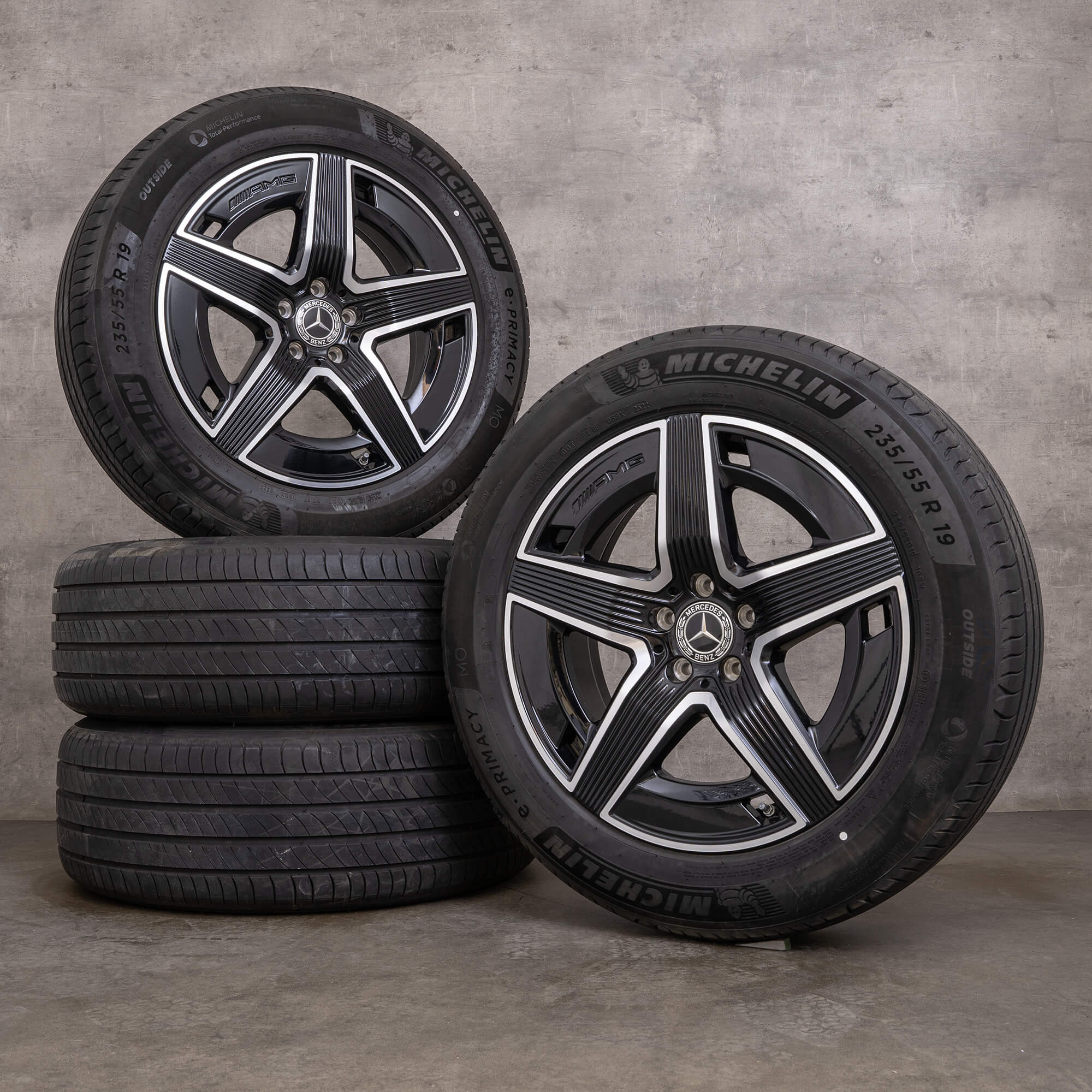 Ekte Mercedes Benz GLC SUV felger 19-tommers X254 C254 sommerhjul A2544010400 svart blank dreid