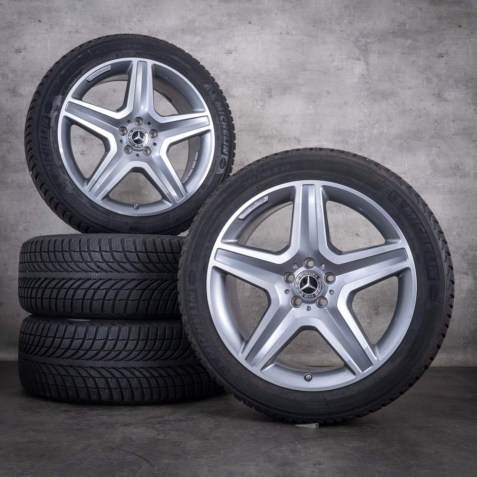 Original Mercedes Benz GLE & 43 AMG Winterräder 20 Zoll W166 Felgen A1664012002 himalaya grey glanzgedreht