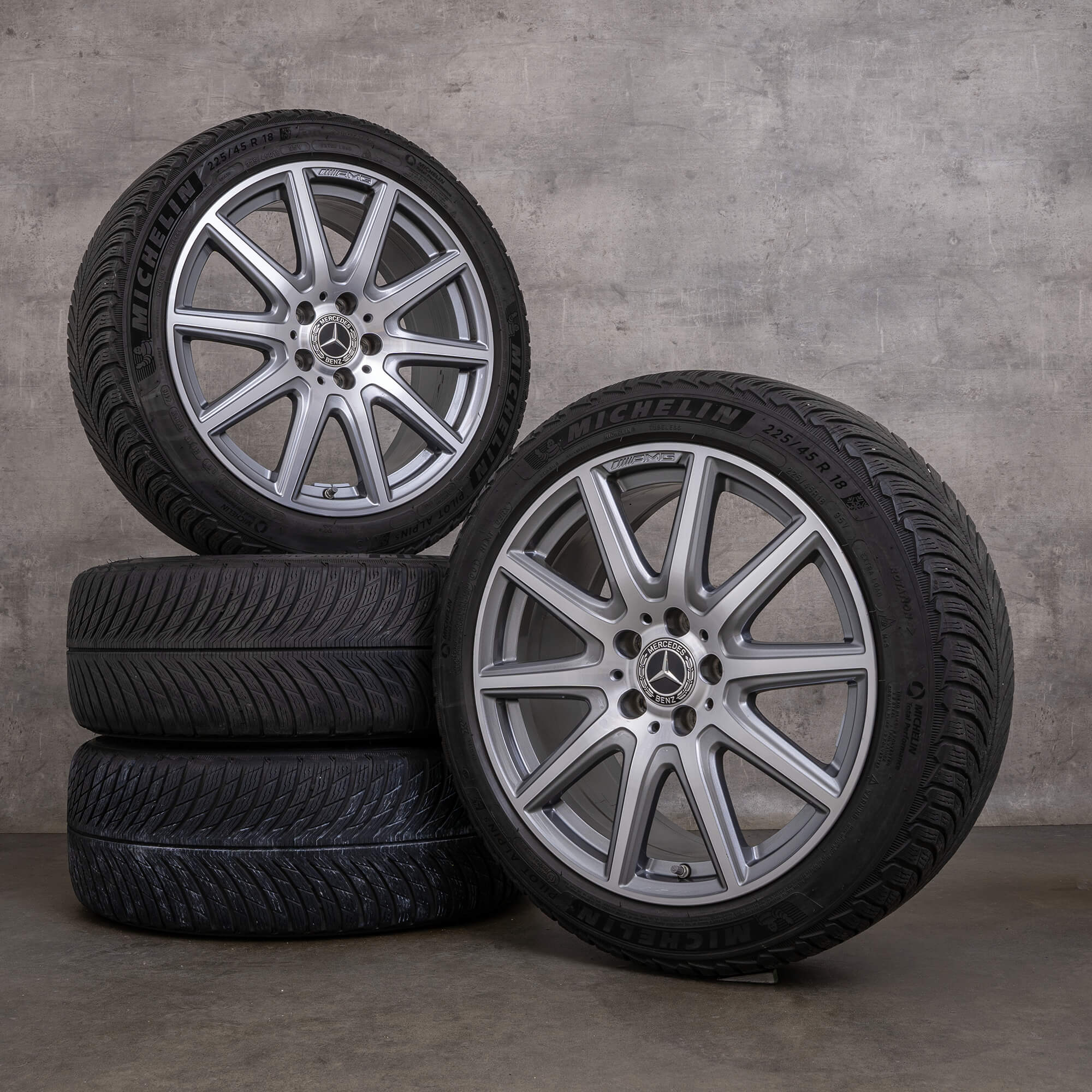 OEM AMG Mercedes Benz A-Class A45 & S CLA 35 45 winter tires 18 inch W177 C118 rims A1774013900 himalaya grey glossy turned