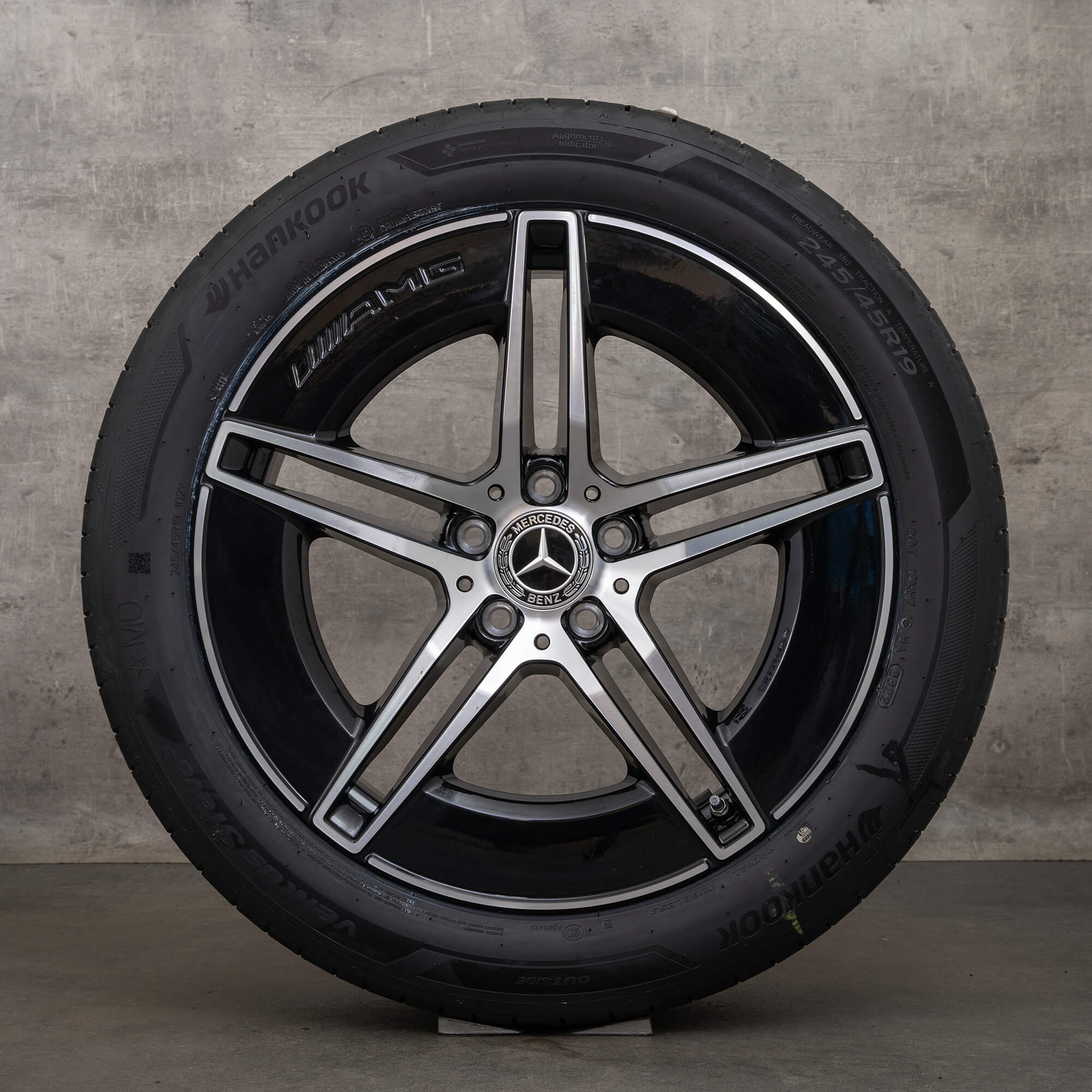Originale Mercedes Benz E-Klasse AMG fælge 19 tommer W214 S214 sommerdæk A2144010300 A2144010400 sort glans