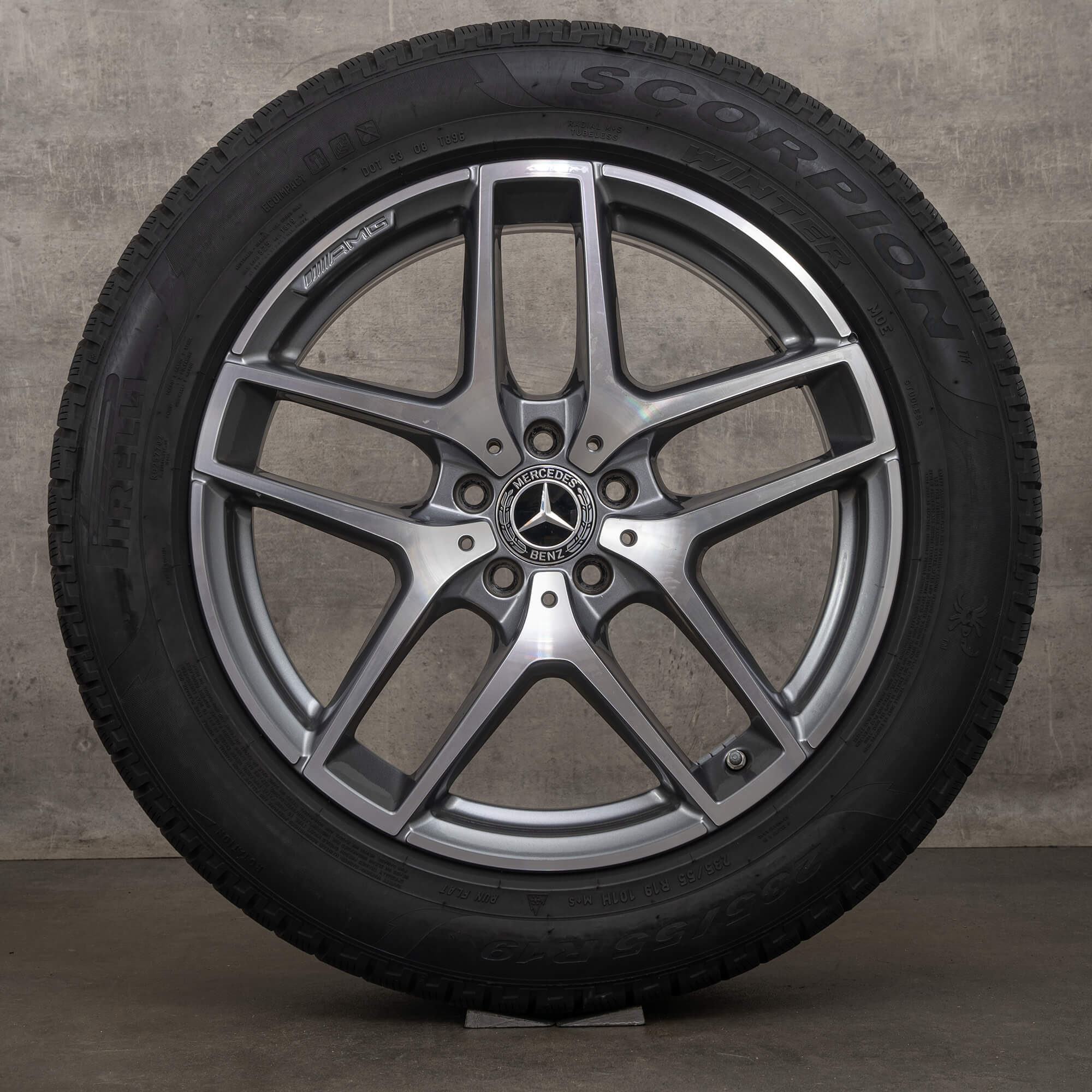 Orijinal Mercedes Benz GLC & 43 AMG Winterrder 19 inç C253 X253 jantlar A2534011800 himalaya gri parlak tornalanmış