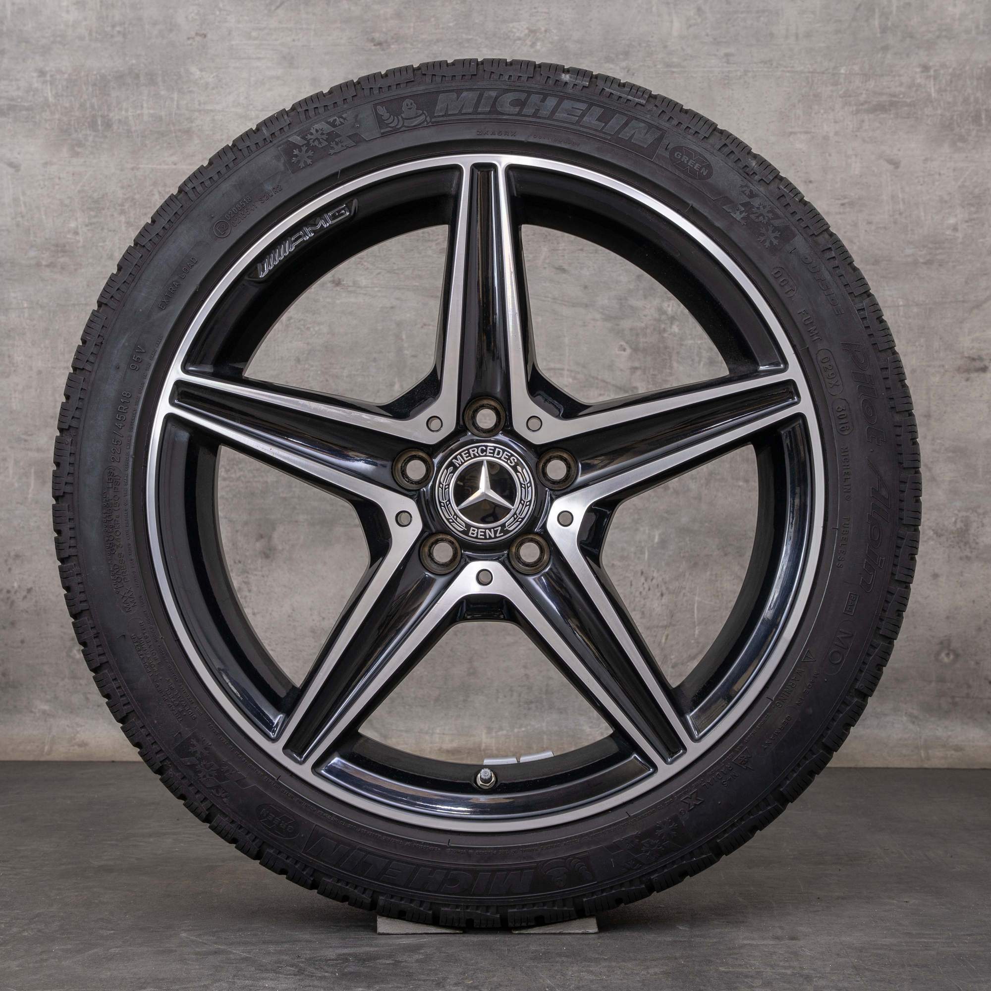 Alkuperäiset Mercedes Benz C-sarjan AMG C43 C450 Sport talvirenkaat 18 tuuman W205 S205 C205 A205 vanteet A2054014800 A2054011100 musta kiillotettu käännetty