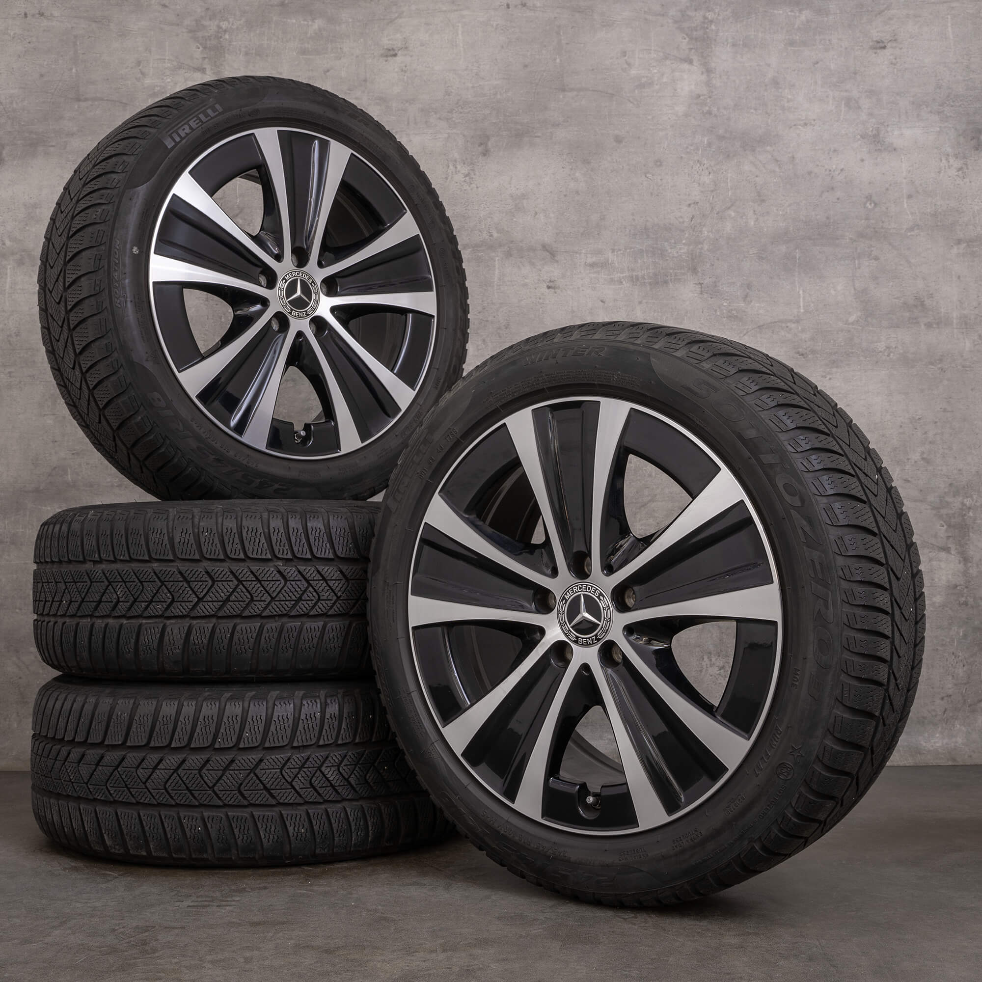 Originale Mercedes Benz E-klasse vinterdekk 18-tommers W213 S213 C238 A238 felger 5,5 mm A2134013700 svart blank snudd