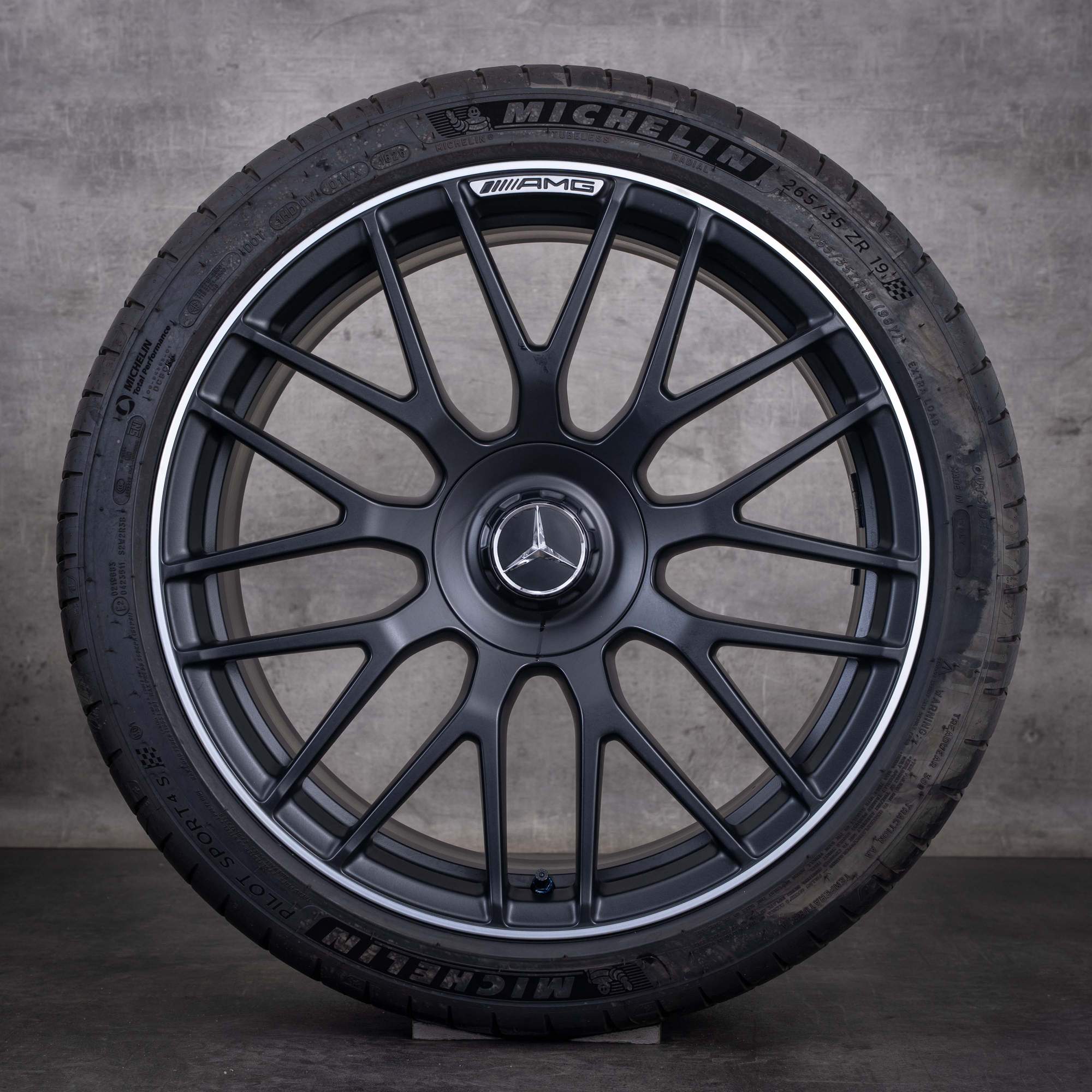 Jante originale Mercedes-Benz Clasa C C63 S AMG de 19 inci W205 S205 pentru anvelope de vară A2054011700 A2054011800 negru mat marginea diamantată