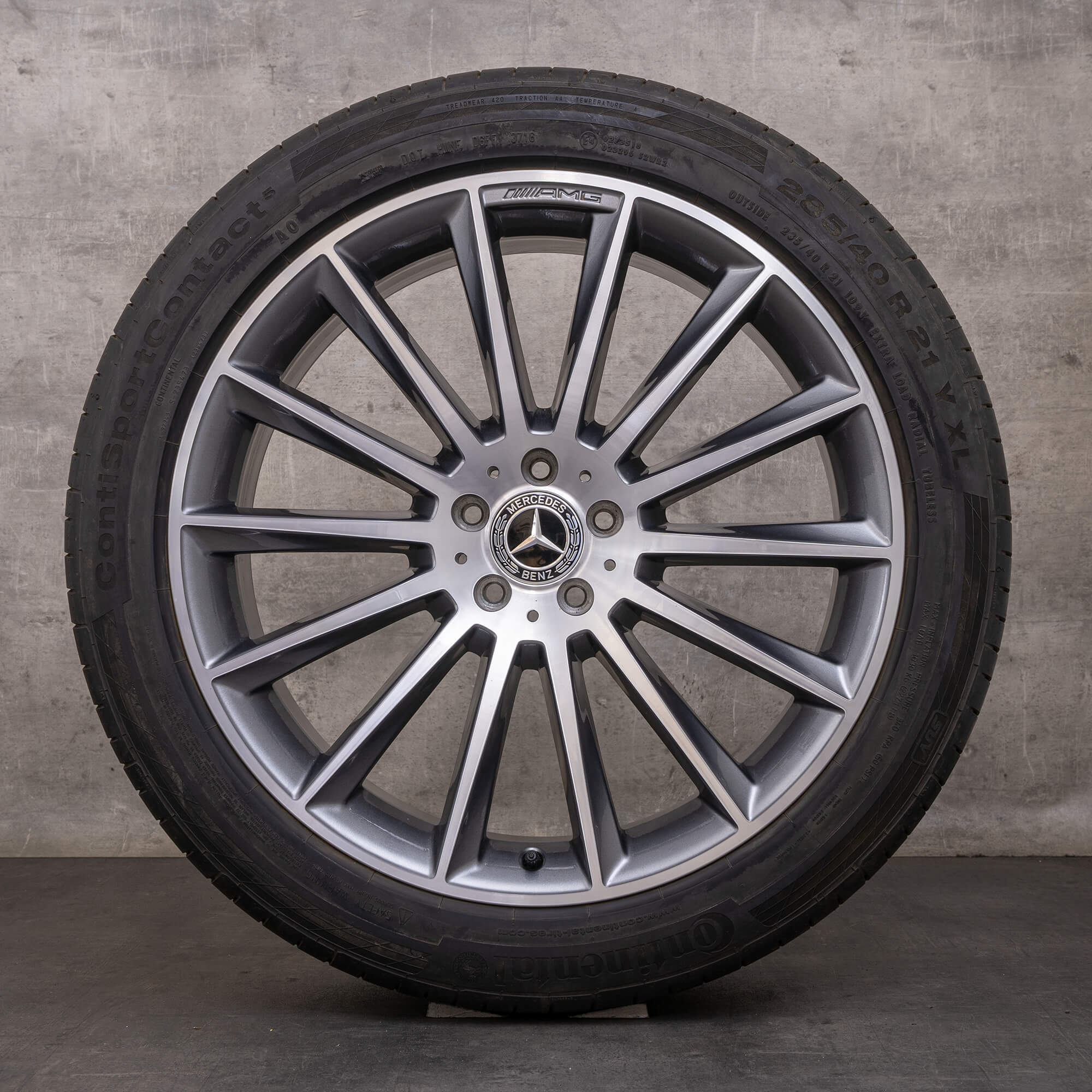 Orijinal AMG GL GLS jantlar 21 inç 166 yaz jant lastik A1664013200 araba tekerlek himalaya gri yüksek parlaklıkta tornalanmış