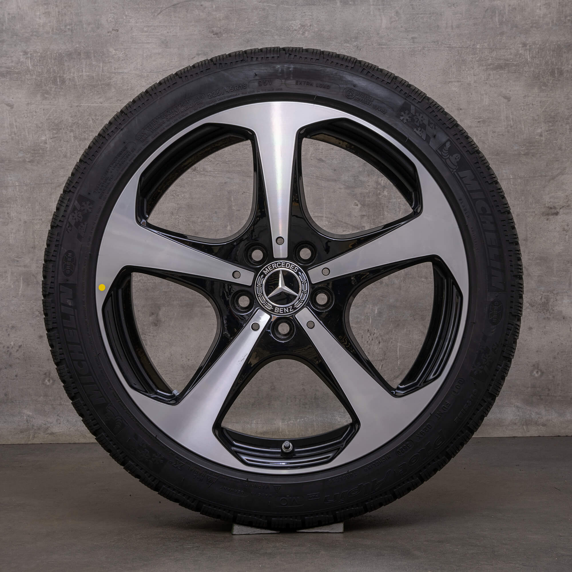 Llantas de invierno originales Mercedes Benz Clase C 18 pulgadas W205 S205 A205 C205 llantas A2054014600 A2054014700 negro brillante torneado