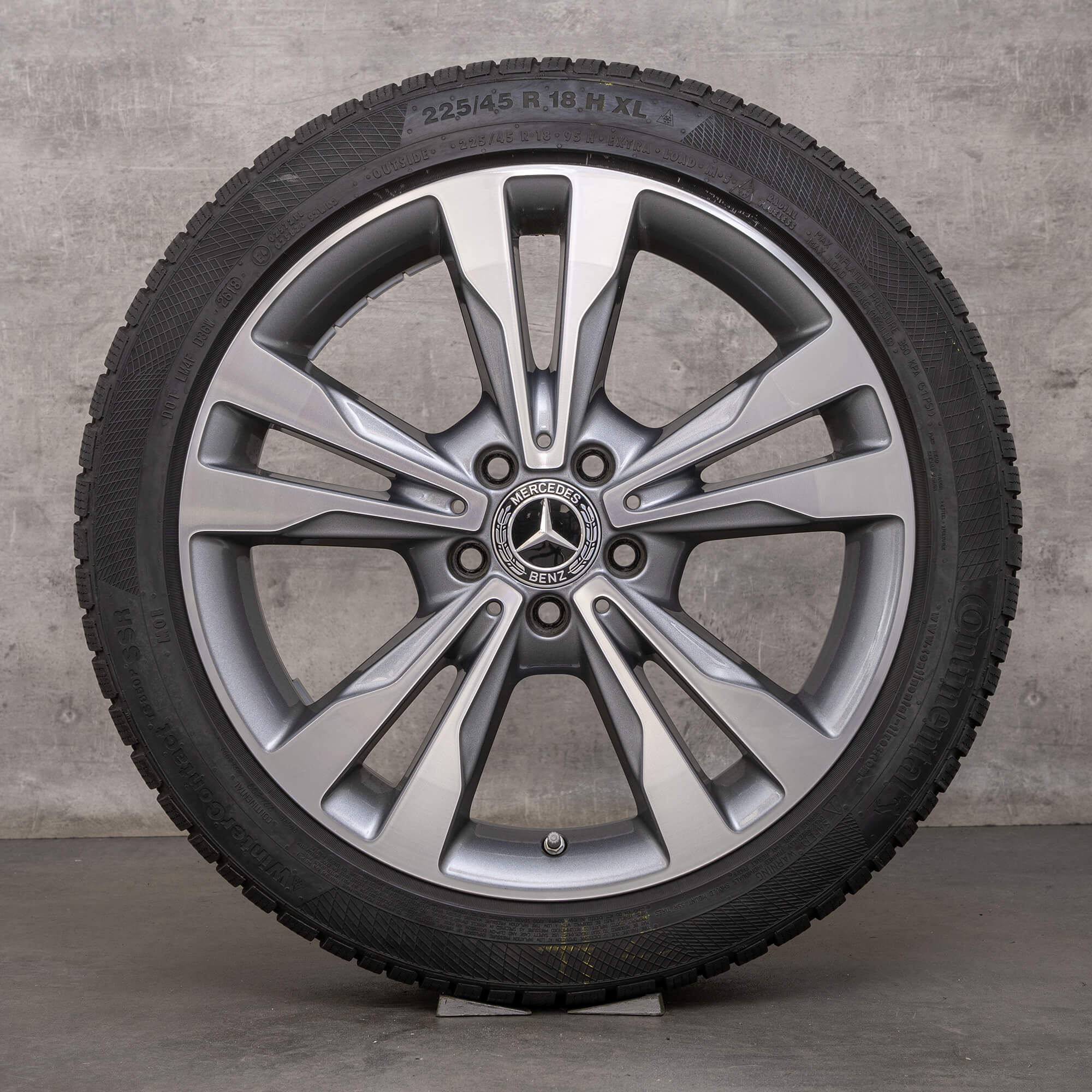 Llantas de invierno originales Mercedes Benz Clase C 18 pulgadas W205 S205 C205 A205 llantas A2054012802 gris himalaya torneado brillante