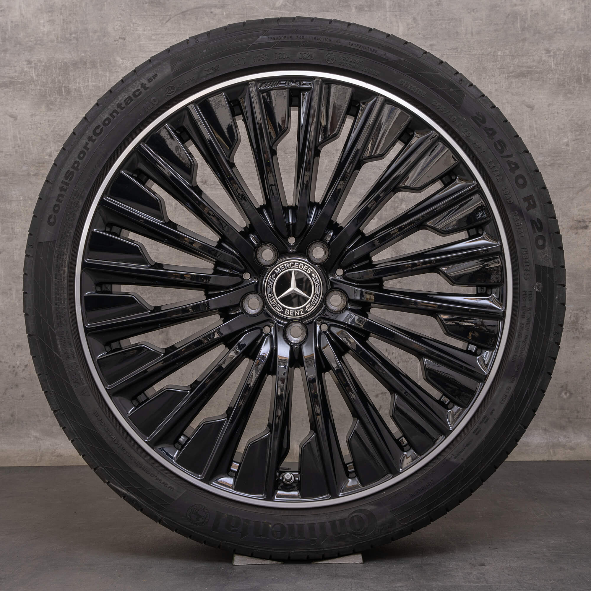 Originale Mercedes Benz E-Klasse AMG fælge 20 tommer W214 S214 sommerhjul A2144010500 A2144010600 sort højglans drejet