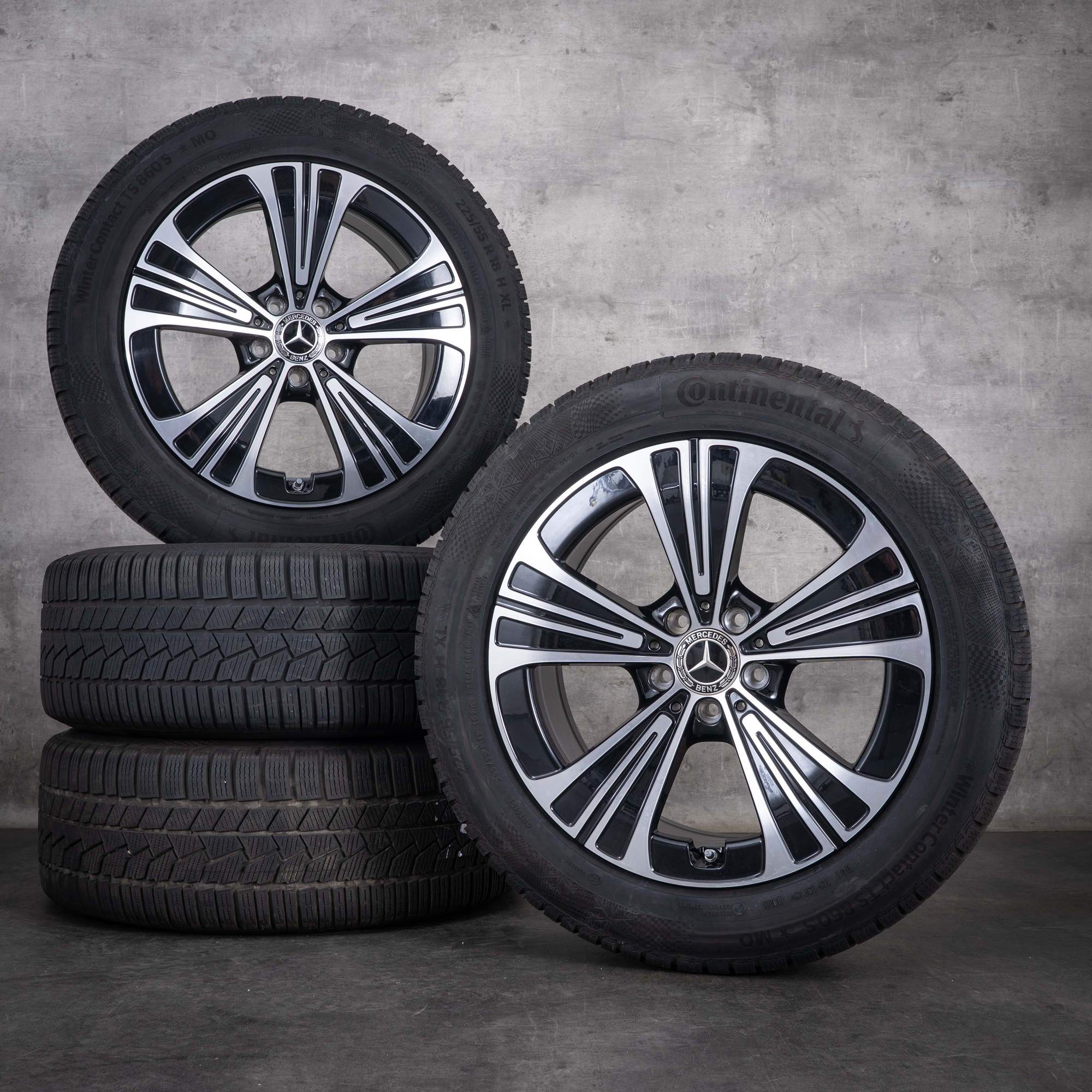 Alkuperäiset Mercedes Benz E-sarjan talvirenkaat 18 tuumaa W214 S214 vanteet A2144012200 musta Kiillotettu