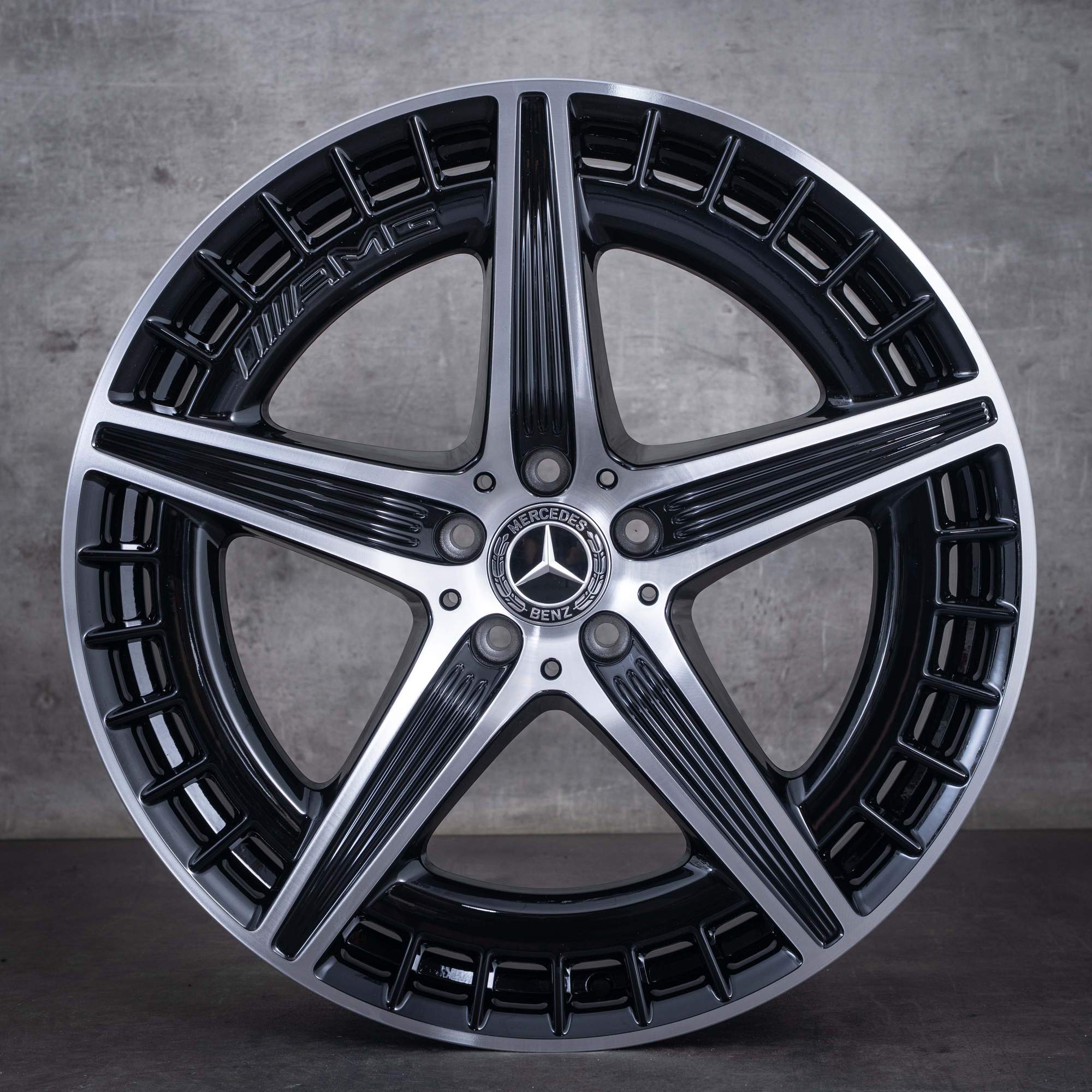 Jante originale Mercedes-Benz EQE 43 53 AMG de 21 de inci 4MATIC X294 A2944011400 negre cu suprafață diamantată în față NOI