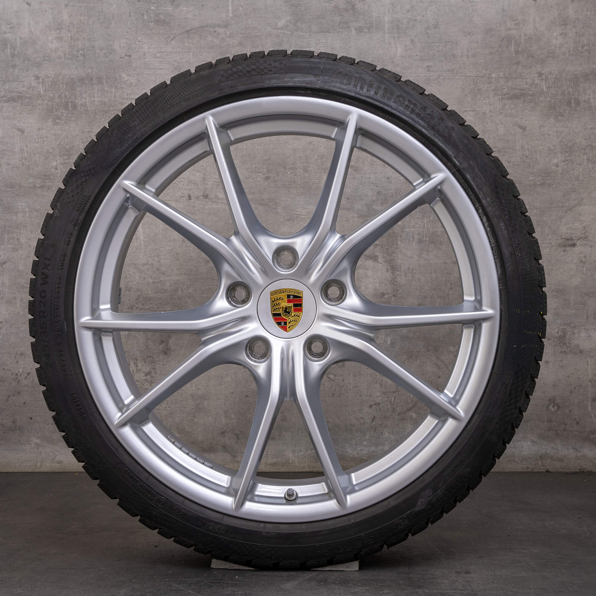 Alkuperäiset Porsche 911 talvirenkaat 20 tuuman 991 II vanteet 99136271000 99136276002 hopea kiiltävä