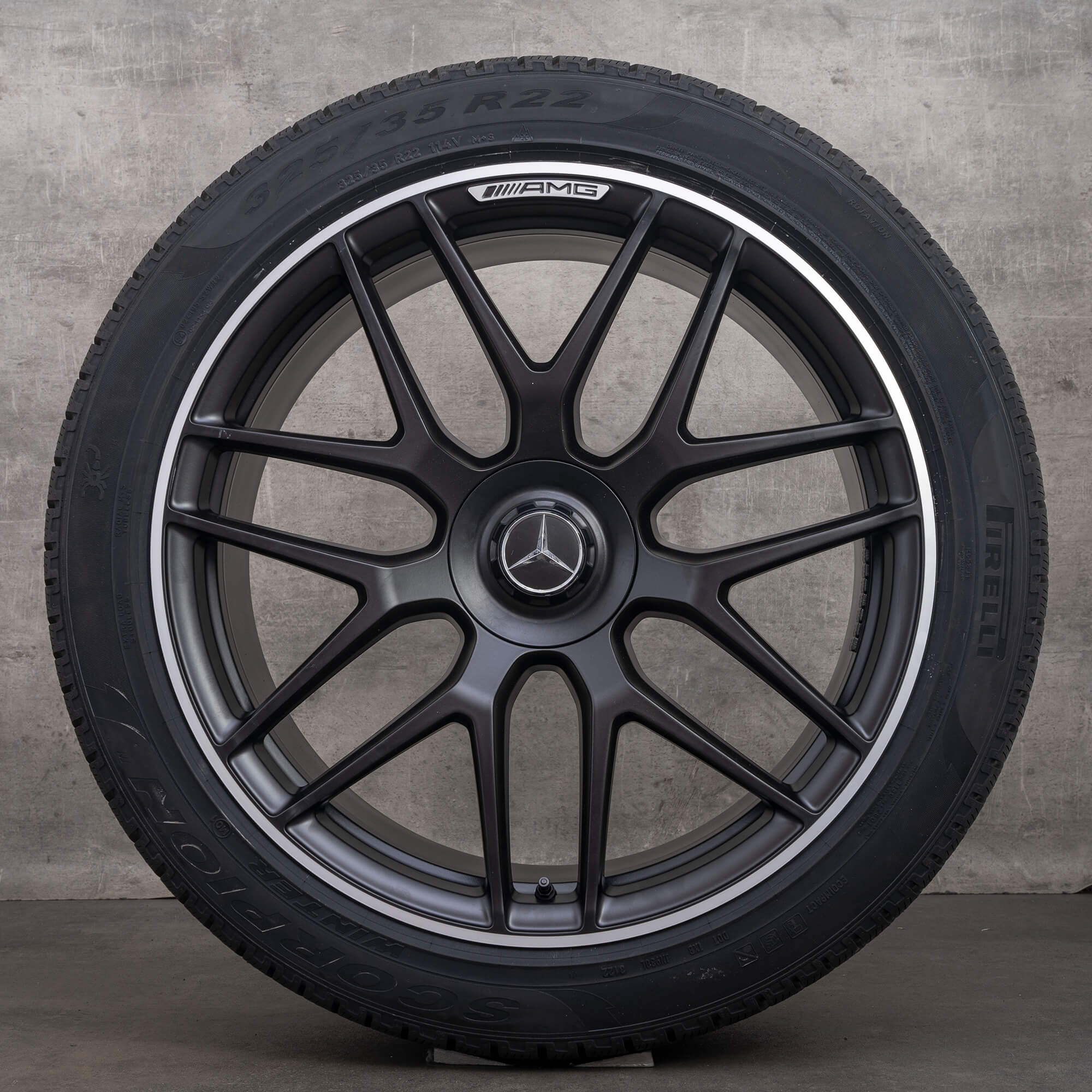 Oryginalne koła zimowe do Mercedes-Benz GLE 53 63 S AMG 22 cale felgi X167 C167 numery katalogowe A1674015601 A1674015701 czarne matowe z efektem diamond cut NOWE
