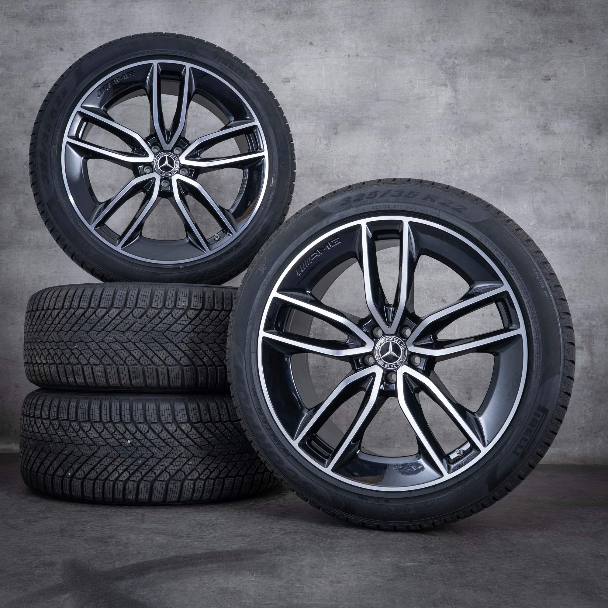 Original Mercedes Benz GLE AMG Winterräder 22 Zoll V167 C167 Felgen A1674013600 A1674013700 schwarz glanzgedreht